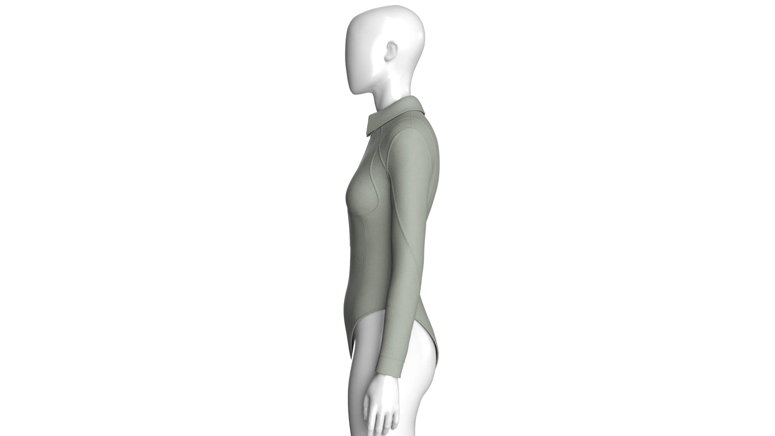 Girls Long-Sleeve Collared Bodysuit 3D Model