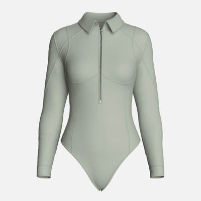 Girls Long-Sleeve Collared Bodysuit