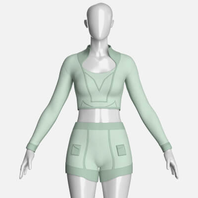 Girls Long Sleeve Crop Top and Shorts Outfit