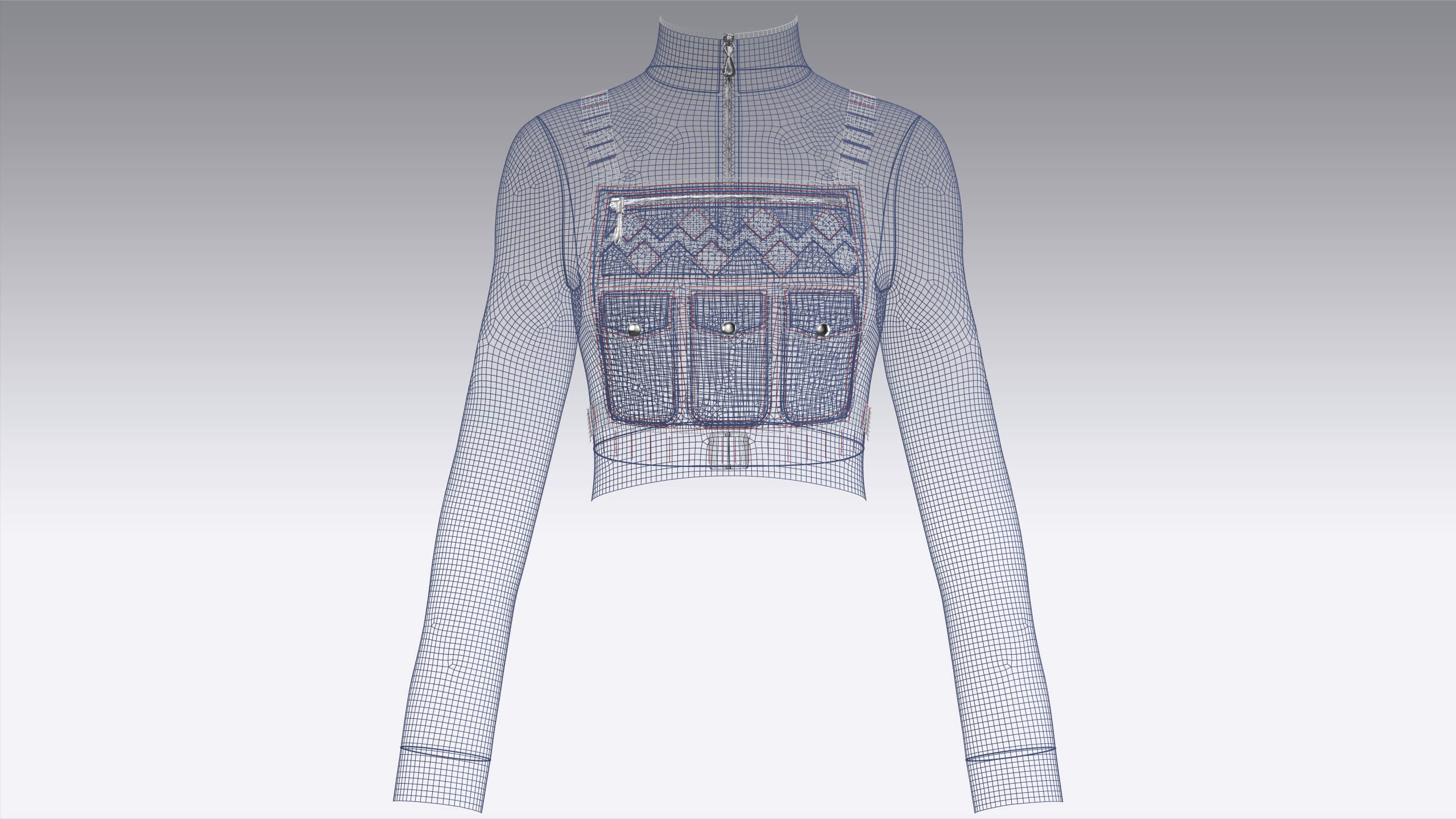 Girls Long-Sleeve Crop Top with Chest Rig 3D Model