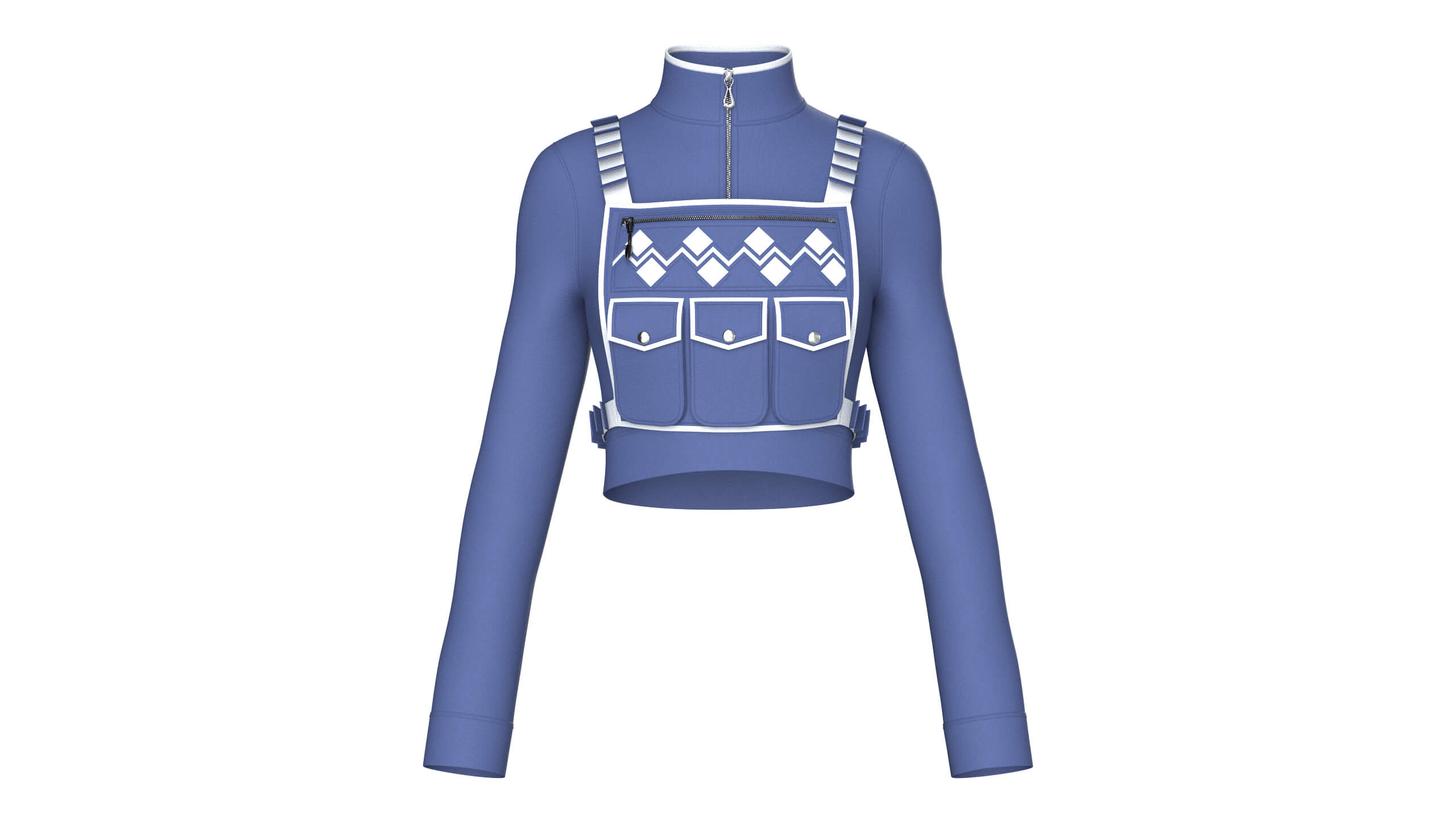 Girls Long-Sleeve Crop Top with Chest Rig 3D Model