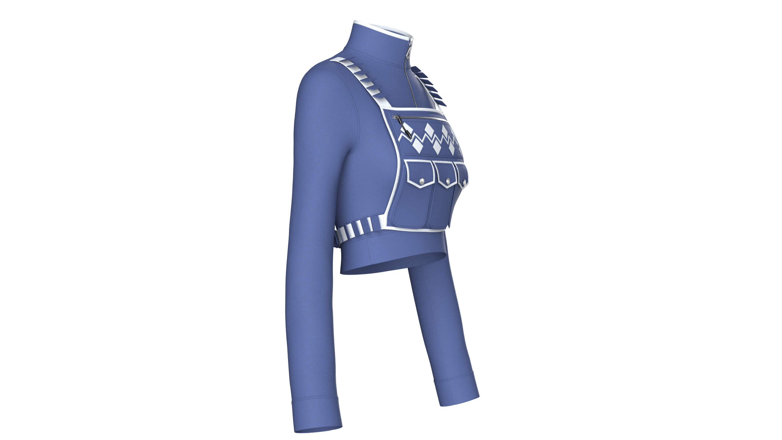 Girls Long-Sleeve Crop Top with Chest Rig 3D Model