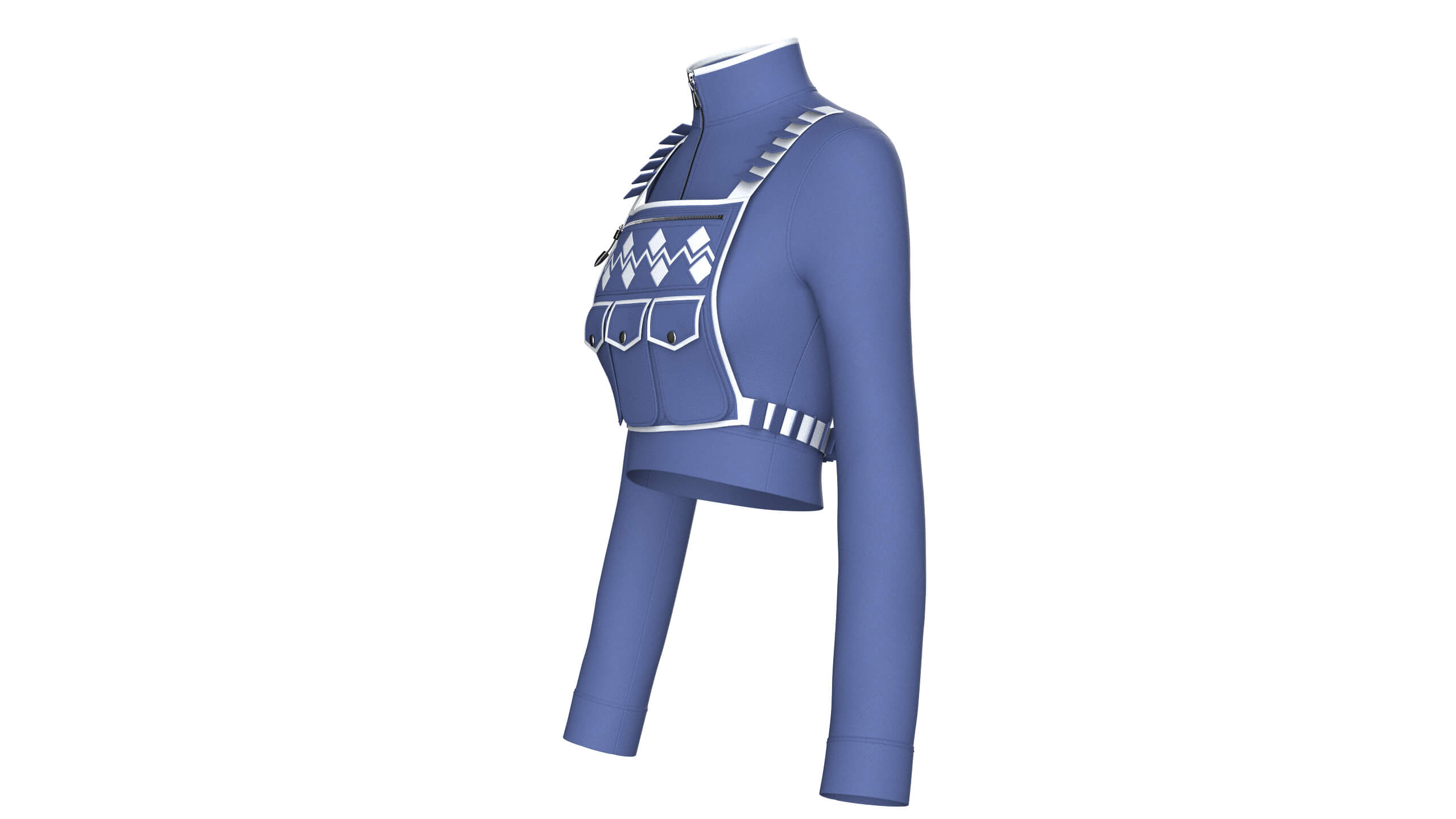 Girls Long-Sleeve Crop Top with Chest Rig 3D Model