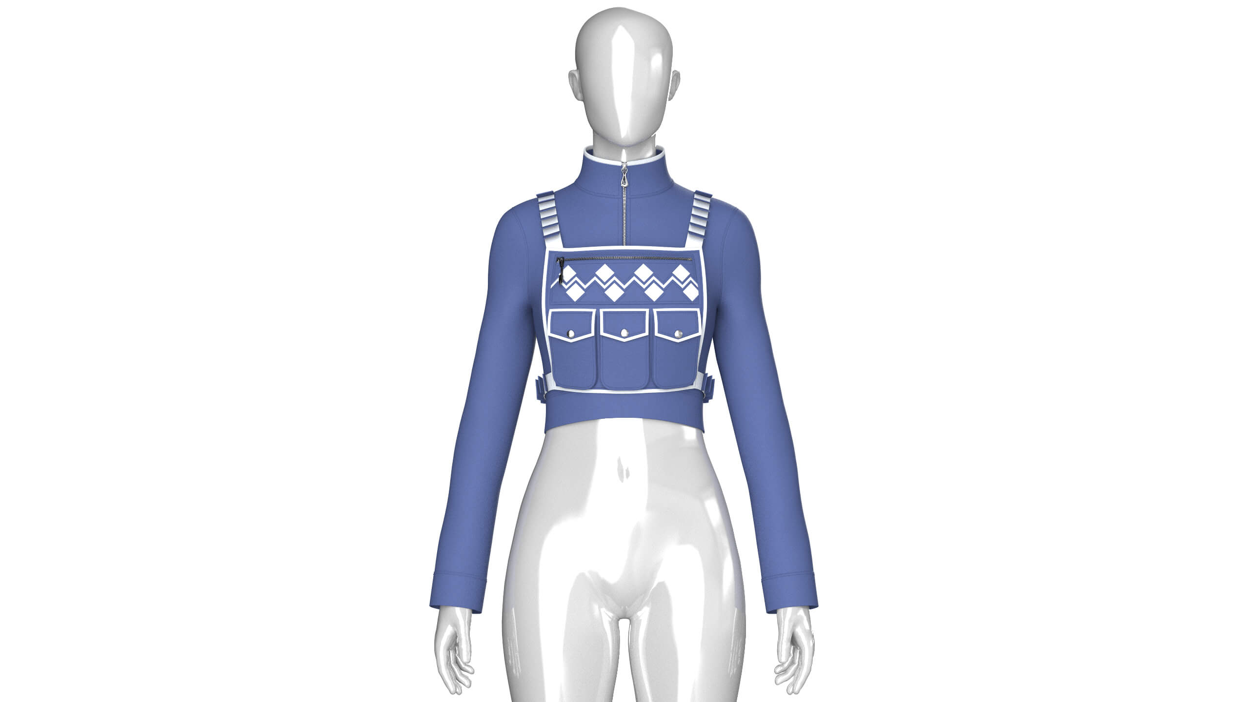 Girls Long-Sleeve Crop Top with Chest Rig 3D Model