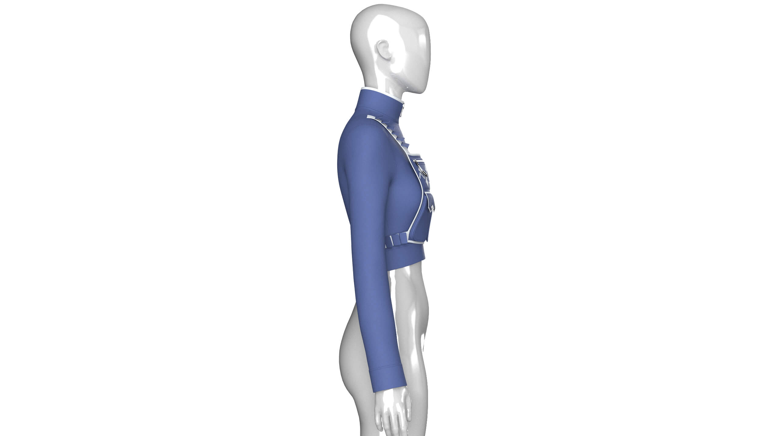 Girls Long-Sleeve Crop Top with Chest Rig 3D Model
