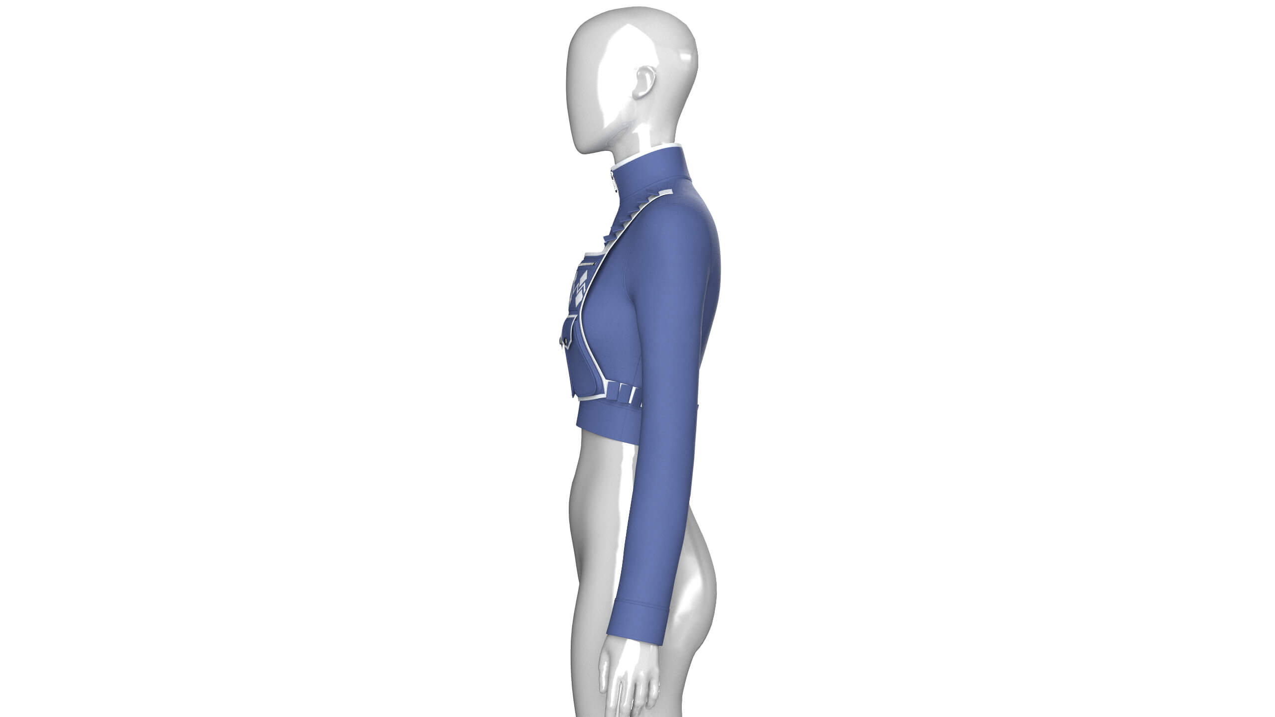 Girls Long-Sleeve Crop Top with Chest Rig 3D Model