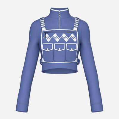 Girls Long-Sleeve Crop Top with Chest Rig
