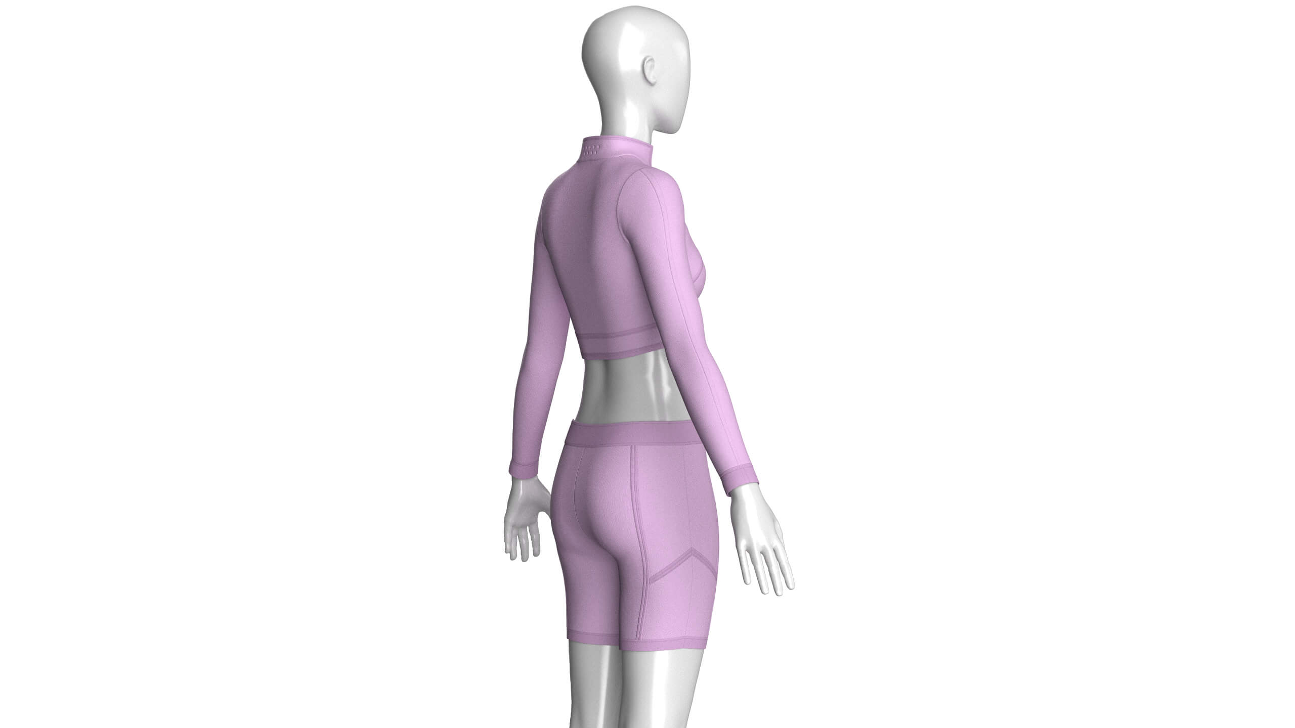 Girls Long Sleeve Crop with Biker Shorts 3D Model