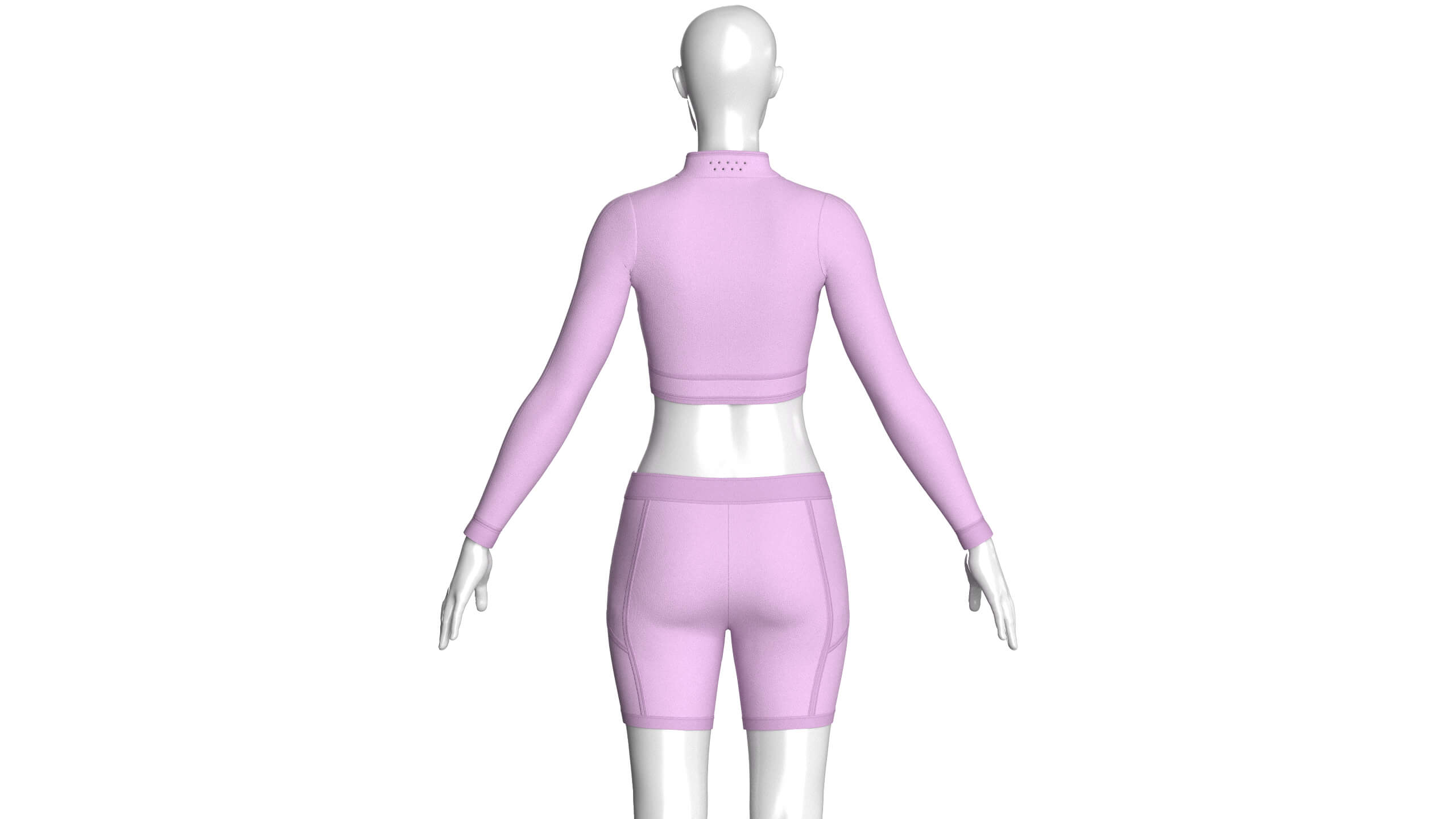 Girls Long Sleeve Crop with Biker Shorts 3D Model