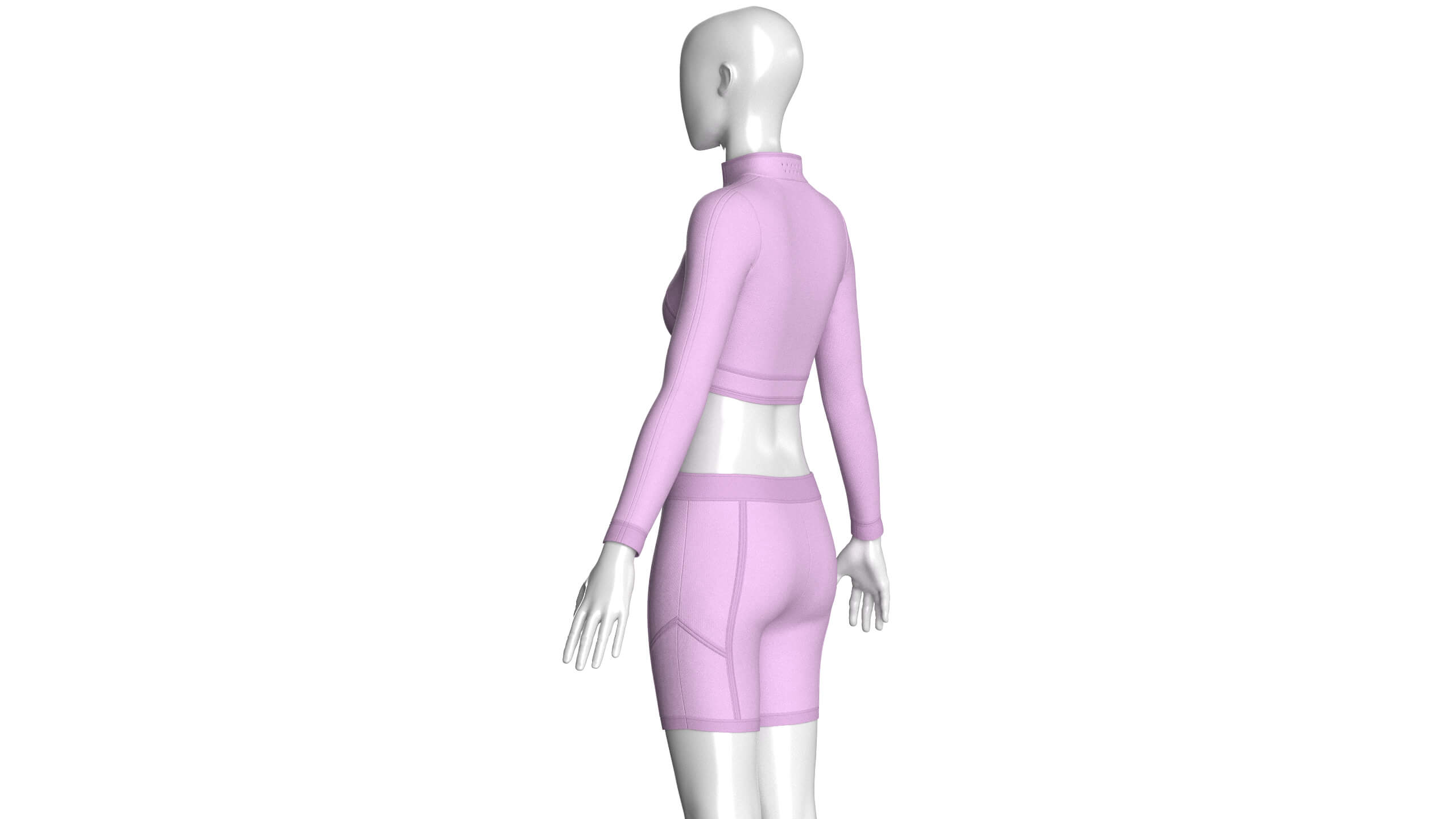 Girls Long Sleeve Crop with Biker Shorts 3D Model