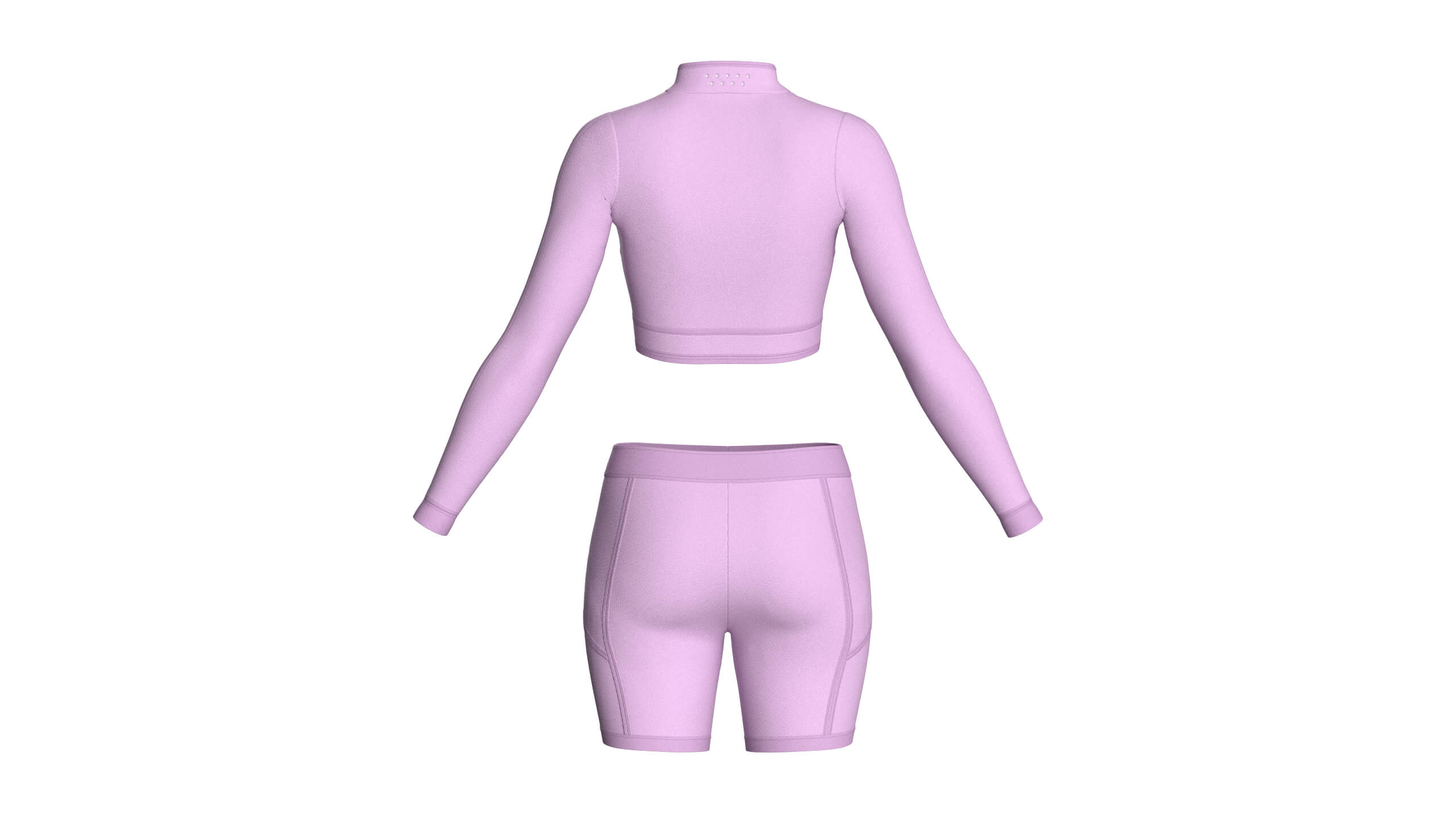Girls Long Sleeve Crop with Biker Shorts 3D Model