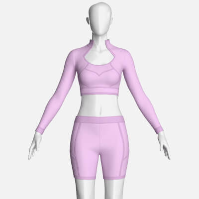 Girls Long Sleeve Crop with Biker Shorts