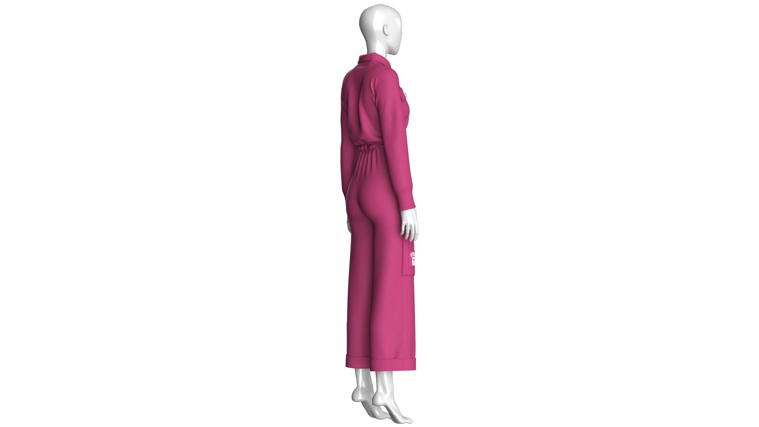 Girls Long-Sleeve Jumpsuit with Shirt Collar 3D Model