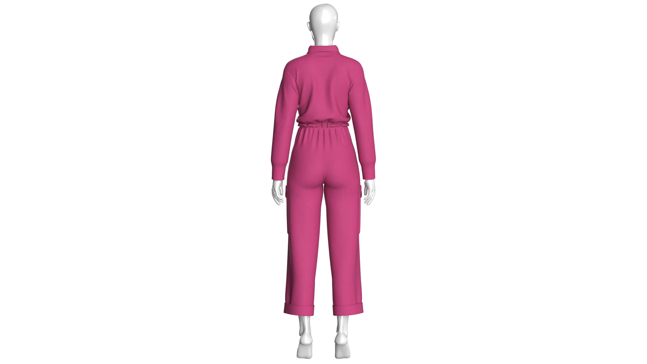 Girls Long-Sleeve Jumpsuit with Shirt Collar 3D Model