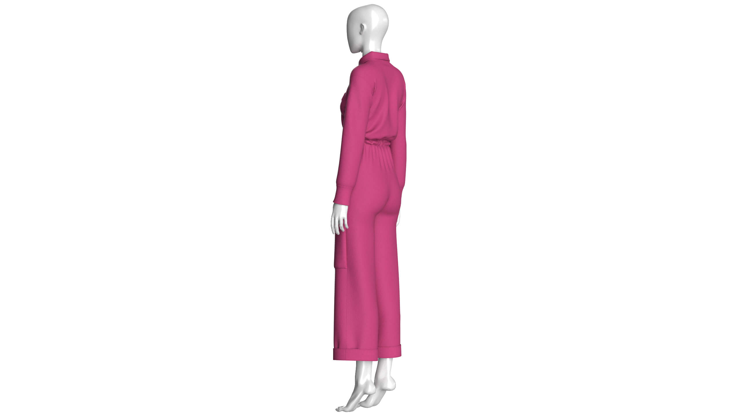 Girls Long-Sleeve Jumpsuit with Shirt Collar 3D Model