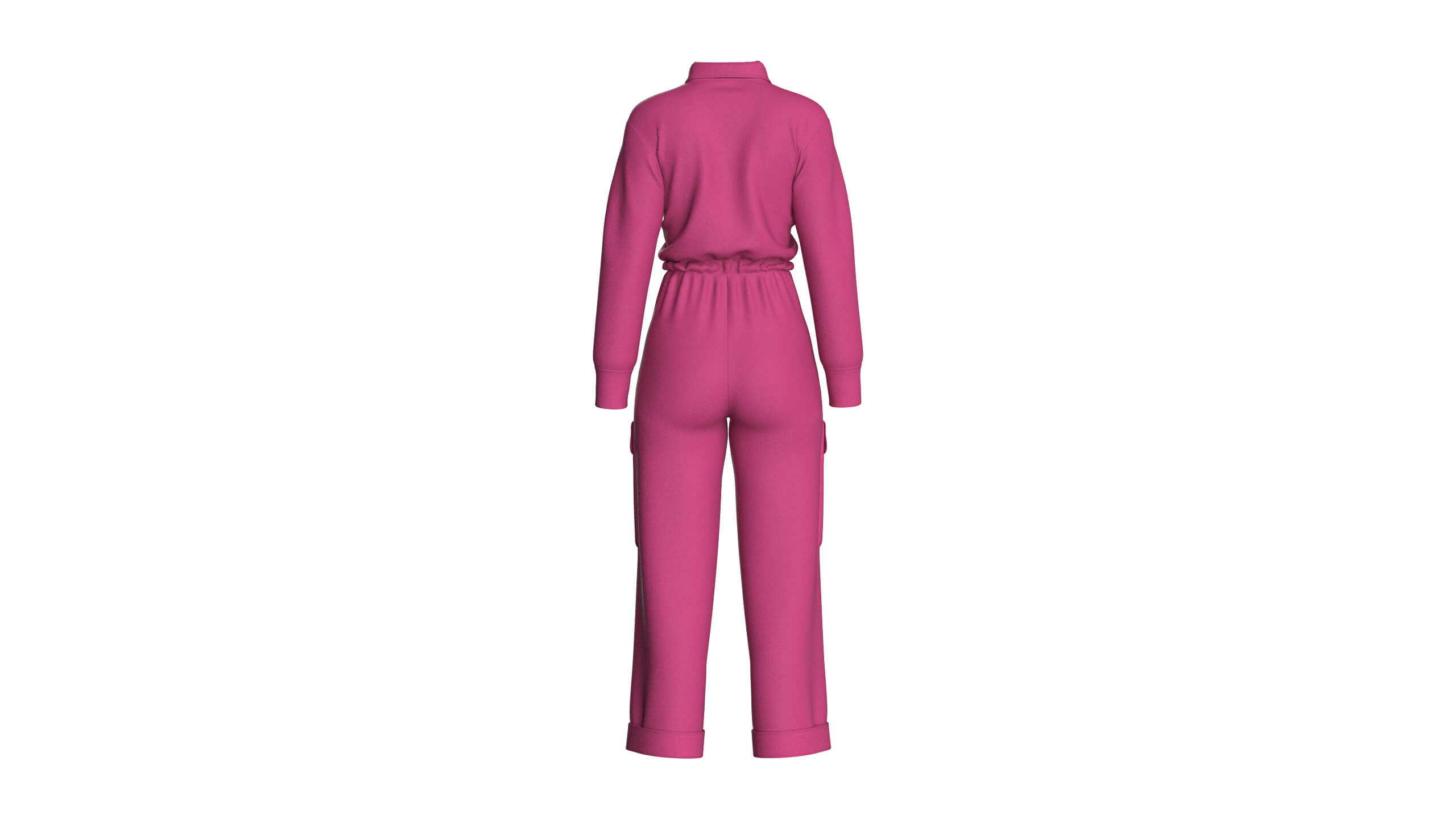 Girls Long-Sleeve Jumpsuit with Shirt Collar 3D Model