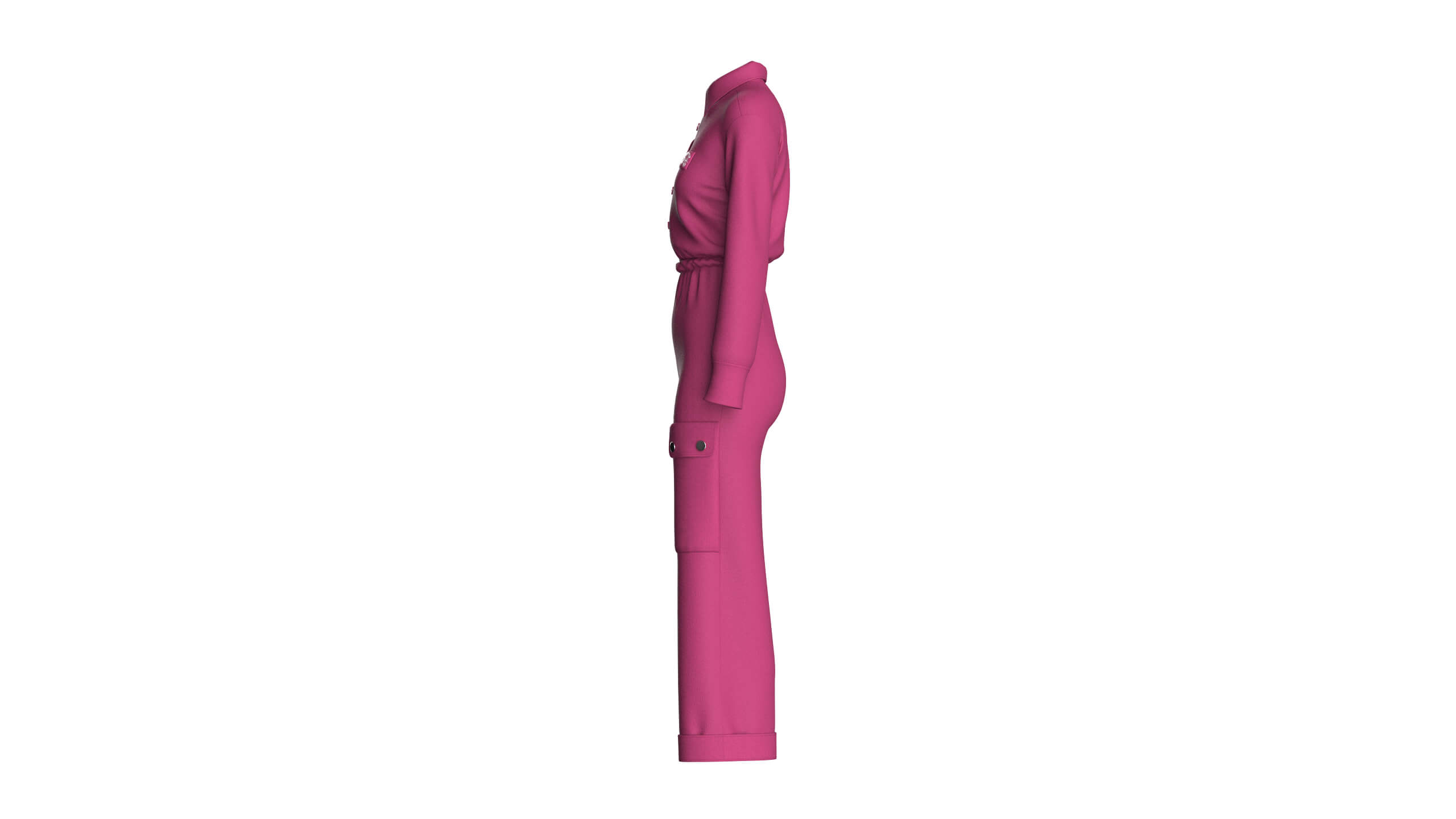 Girls Long-Sleeve Jumpsuit with Shirt Collar 3D Model