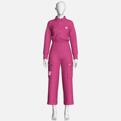 Girls Long-Sleeve Jumpsuit with Shirt Collar