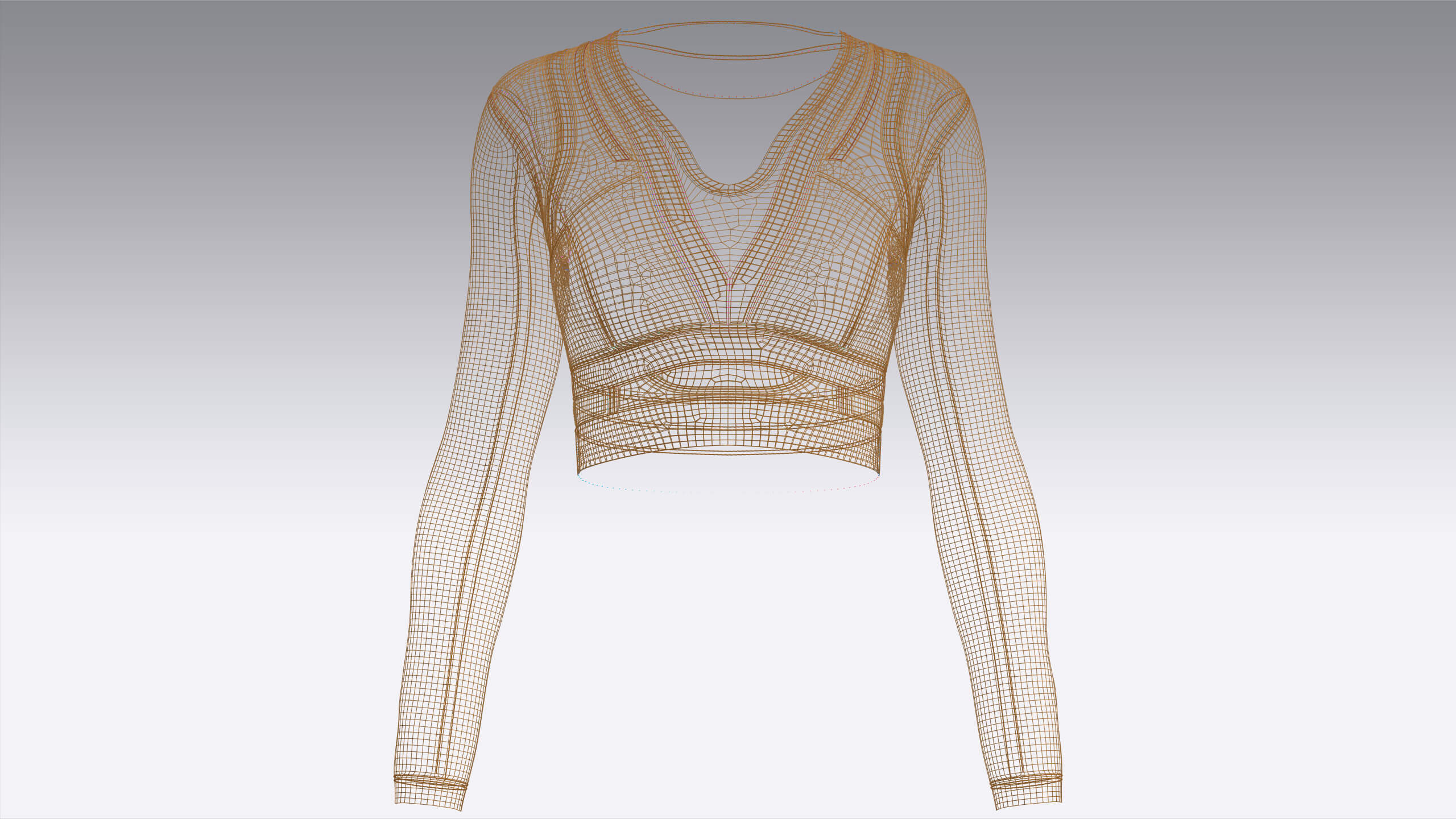 Girls Long Sleeve Ochre Yellow Crop Top 3D Model
