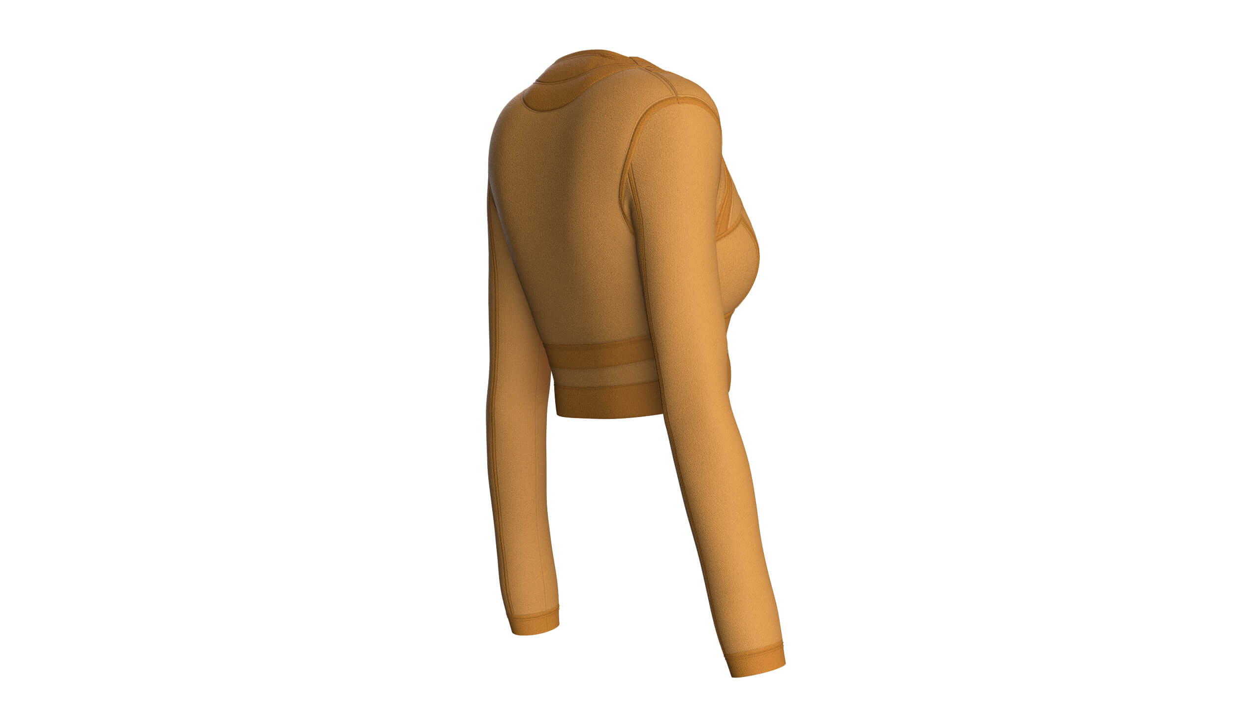Girls Long Sleeve Ochre Yellow Crop Top 3D Model