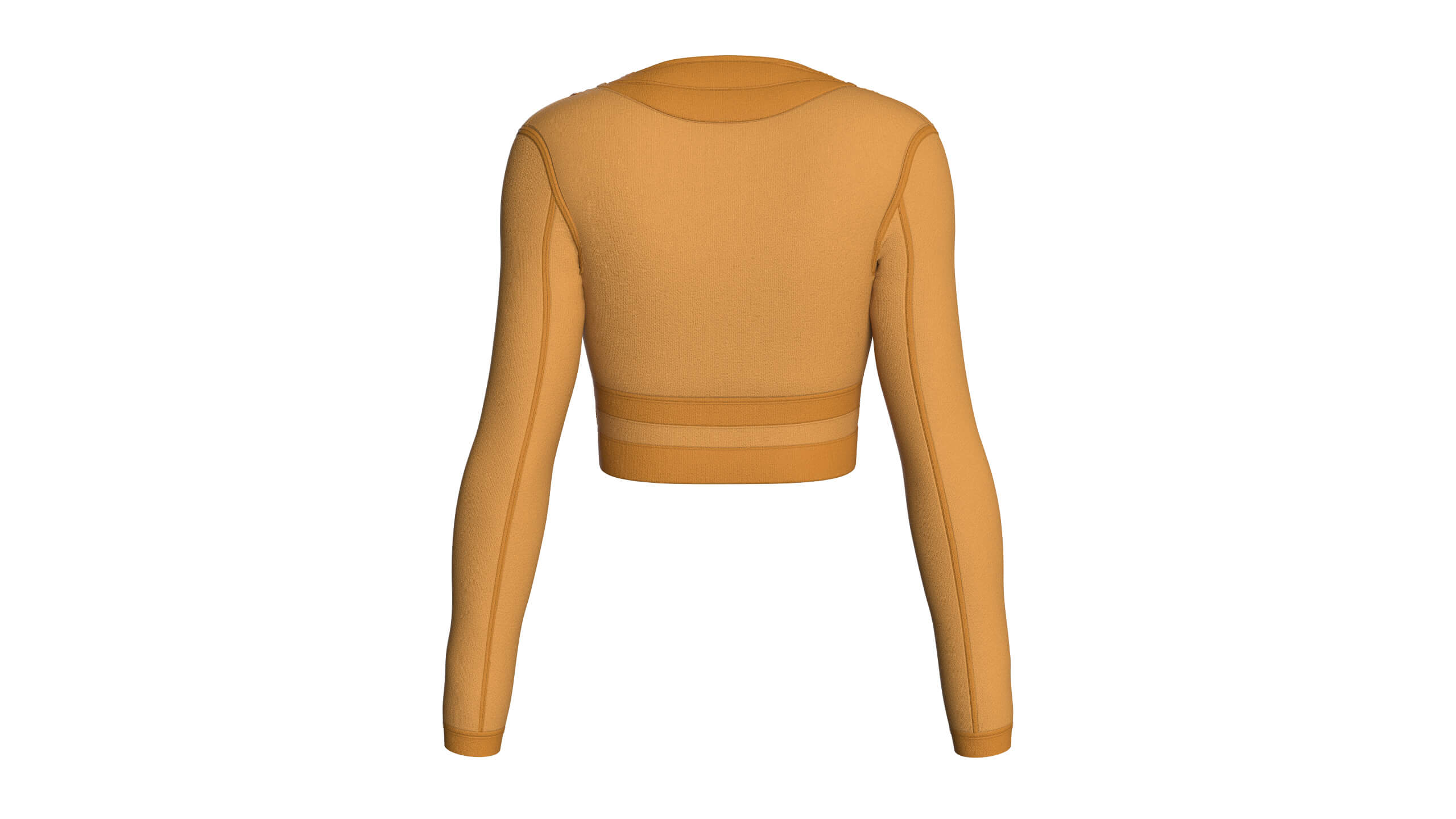 Girls Long Sleeve Ochre Yellow Crop Top 3D Model