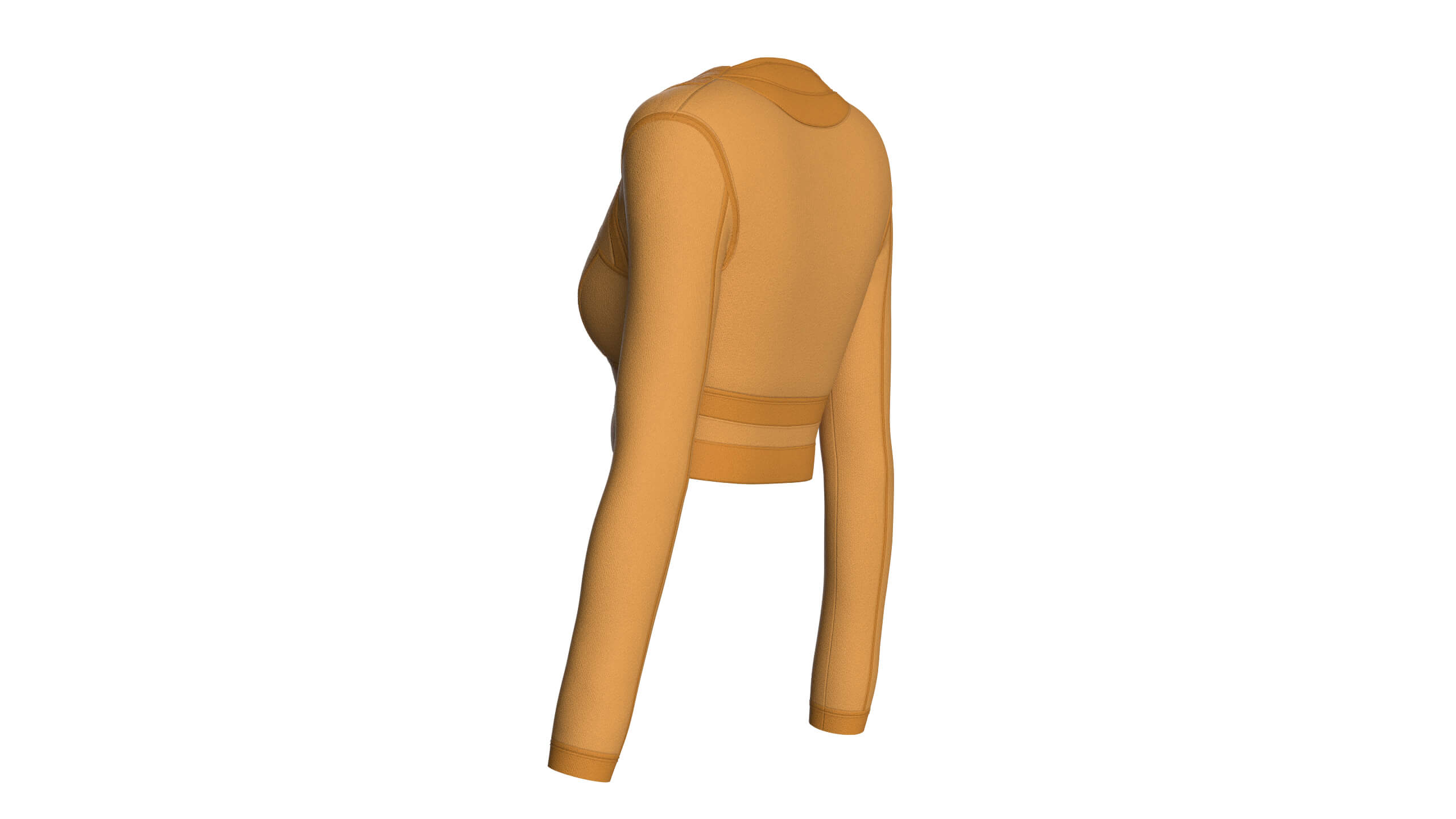 Girls Long Sleeve Ochre Yellow Crop Top 3D Model