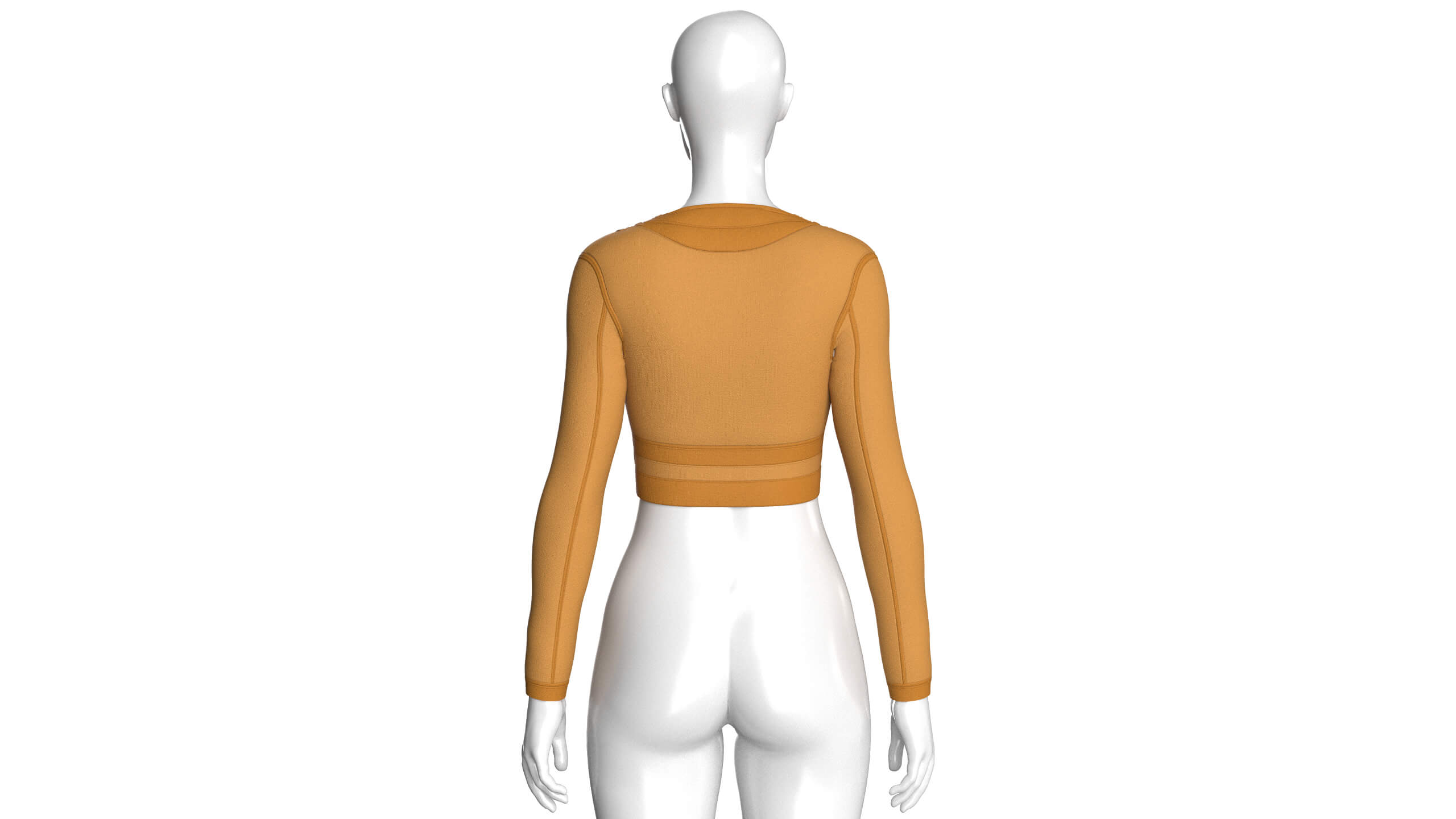 Girls Long Sleeve Ochre Yellow Crop Top 3D Model