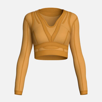 Girls Long Sleeve Ochre Yellow Crop Top