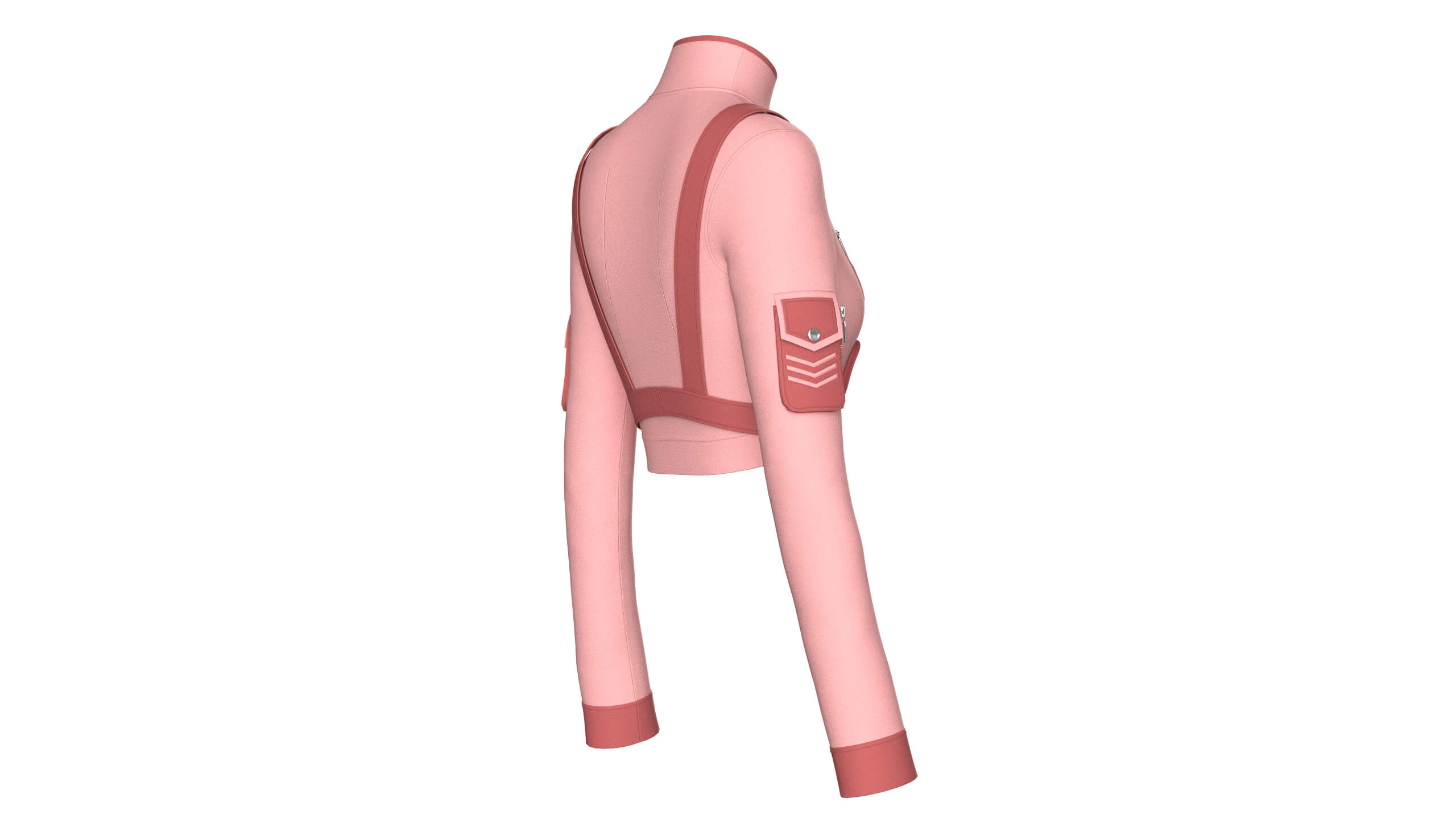 Girls Long-Sleeve Tactical Chest Rig Crop Top 3D Model