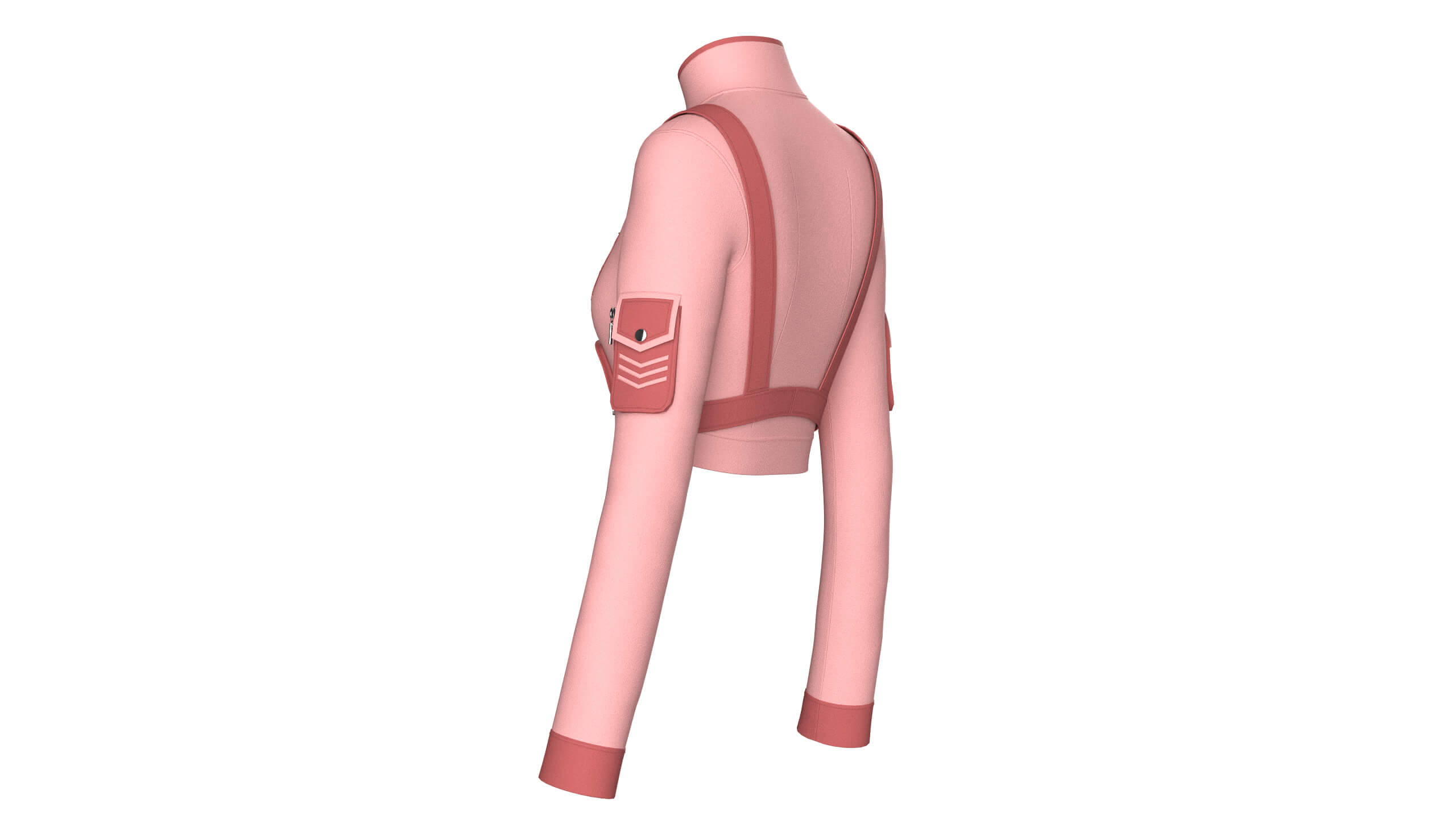 Girls Long-Sleeve Tactical Chest Rig Crop Top 3D Model