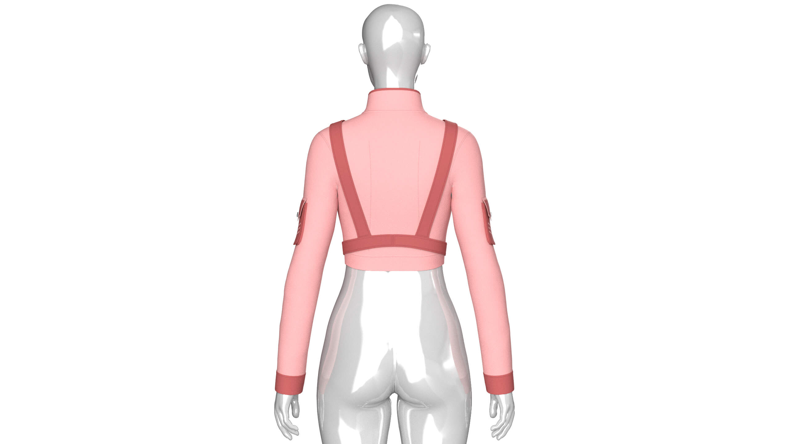Girls Long-Sleeve Tactical Chest Rig Crop Top 3D Model