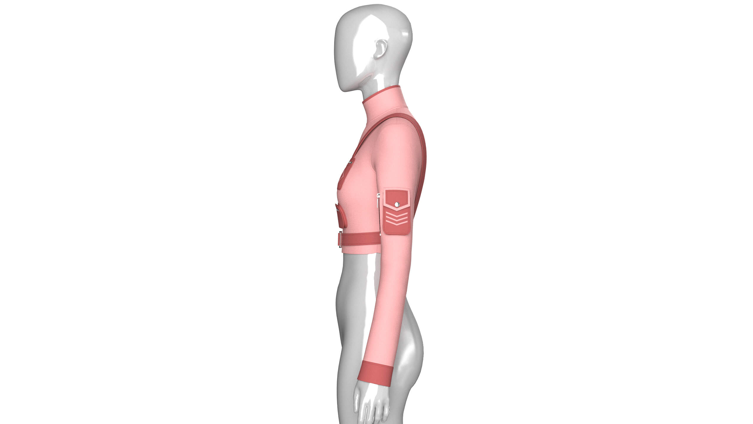 Girls Long-Sleeve Tactical Chest Rig Crop Top 3D Model