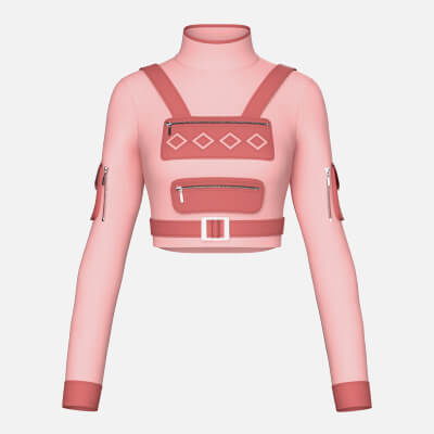 Girls Long-Sleeve Tactical Chest Rig Crop Top