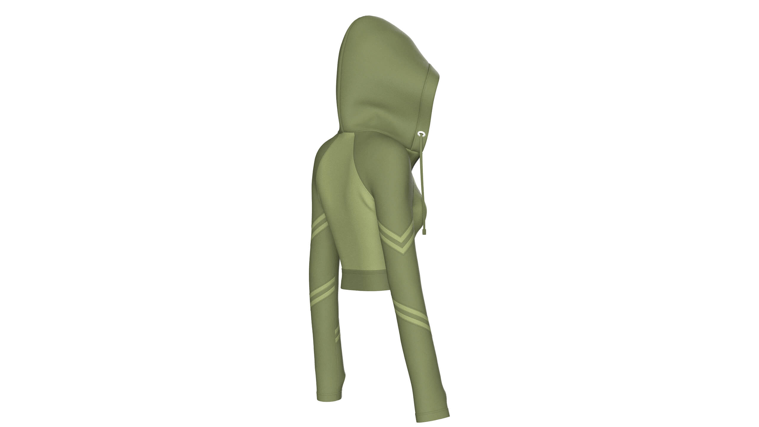 Girls Long Sleeve Tactical Half-Zip Crop Hoodie 3D Model