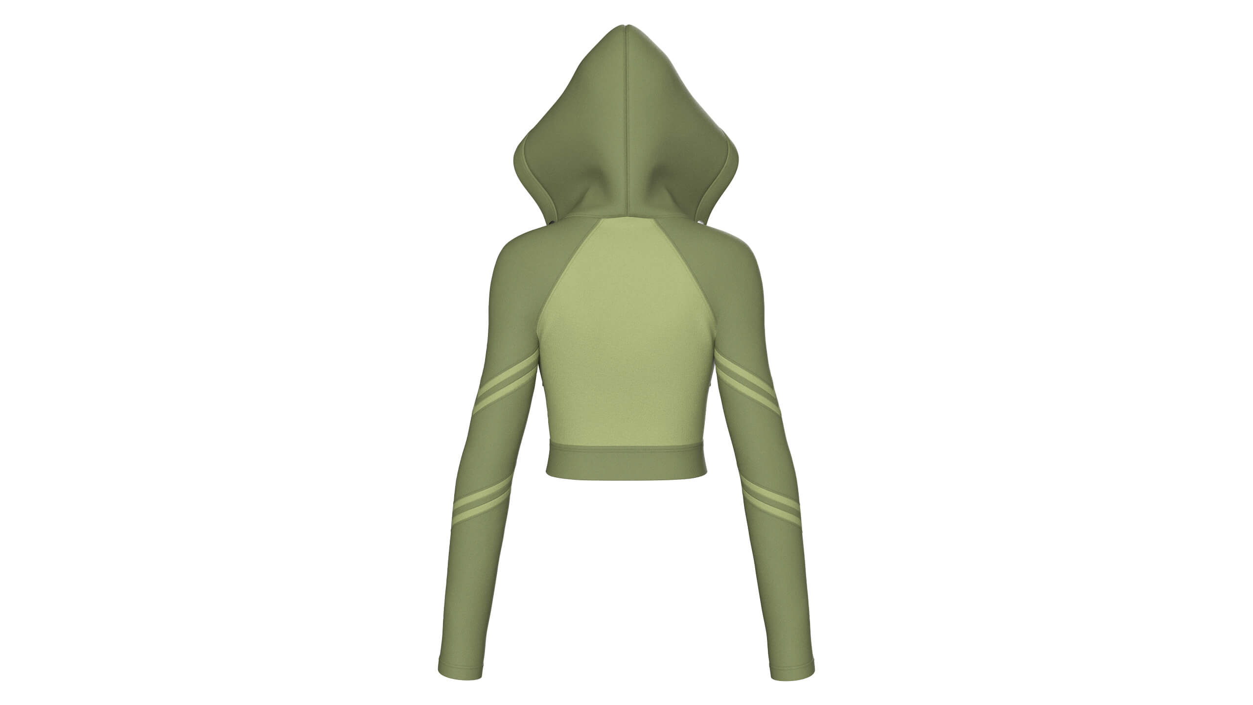 Girls Long Sleeve Tactical Half-Zip Crop Hoodie 3D Model
