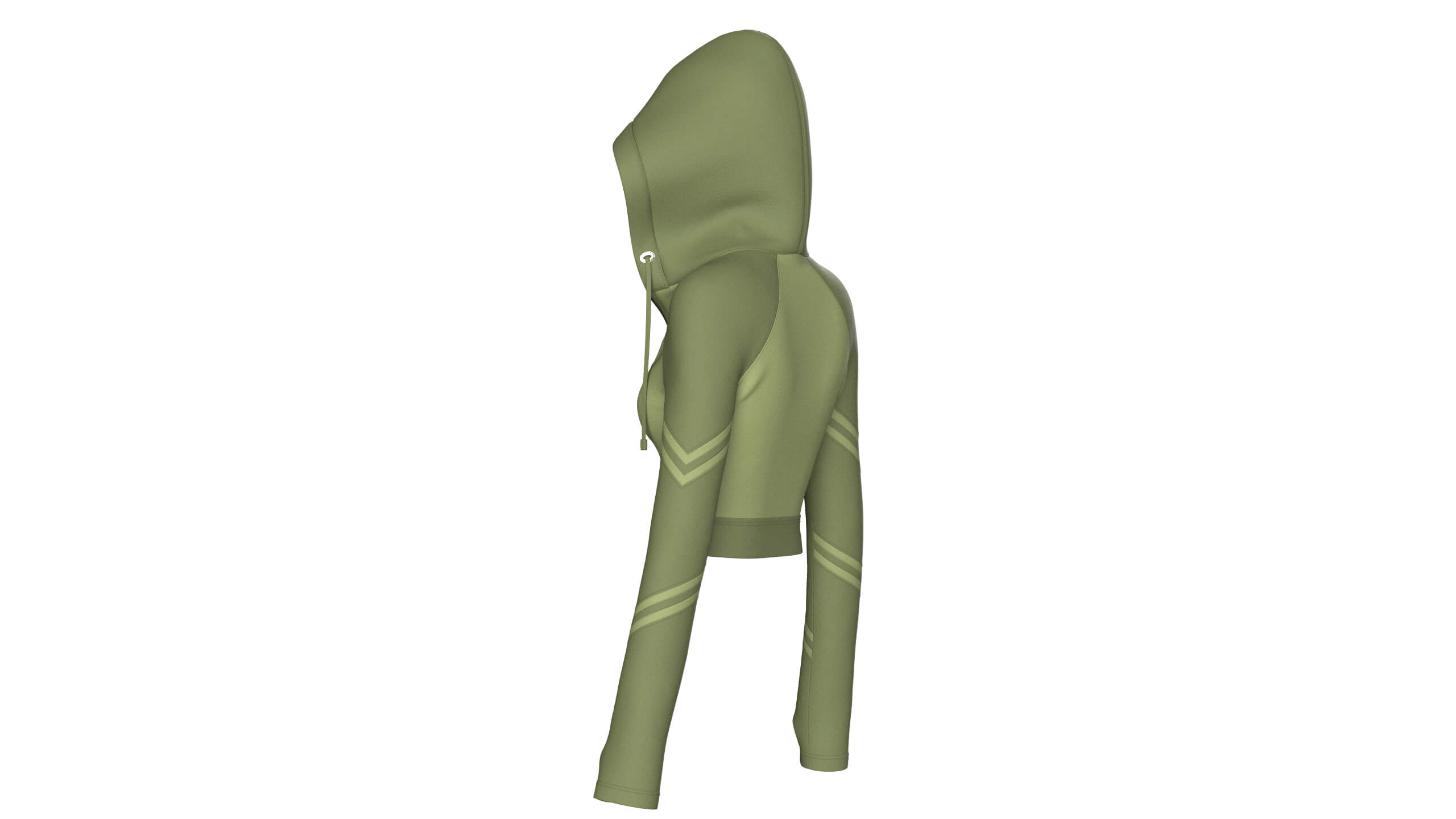 Girls Long Sleeve Tactical Half-Zip Crop Hoodie 3D Model