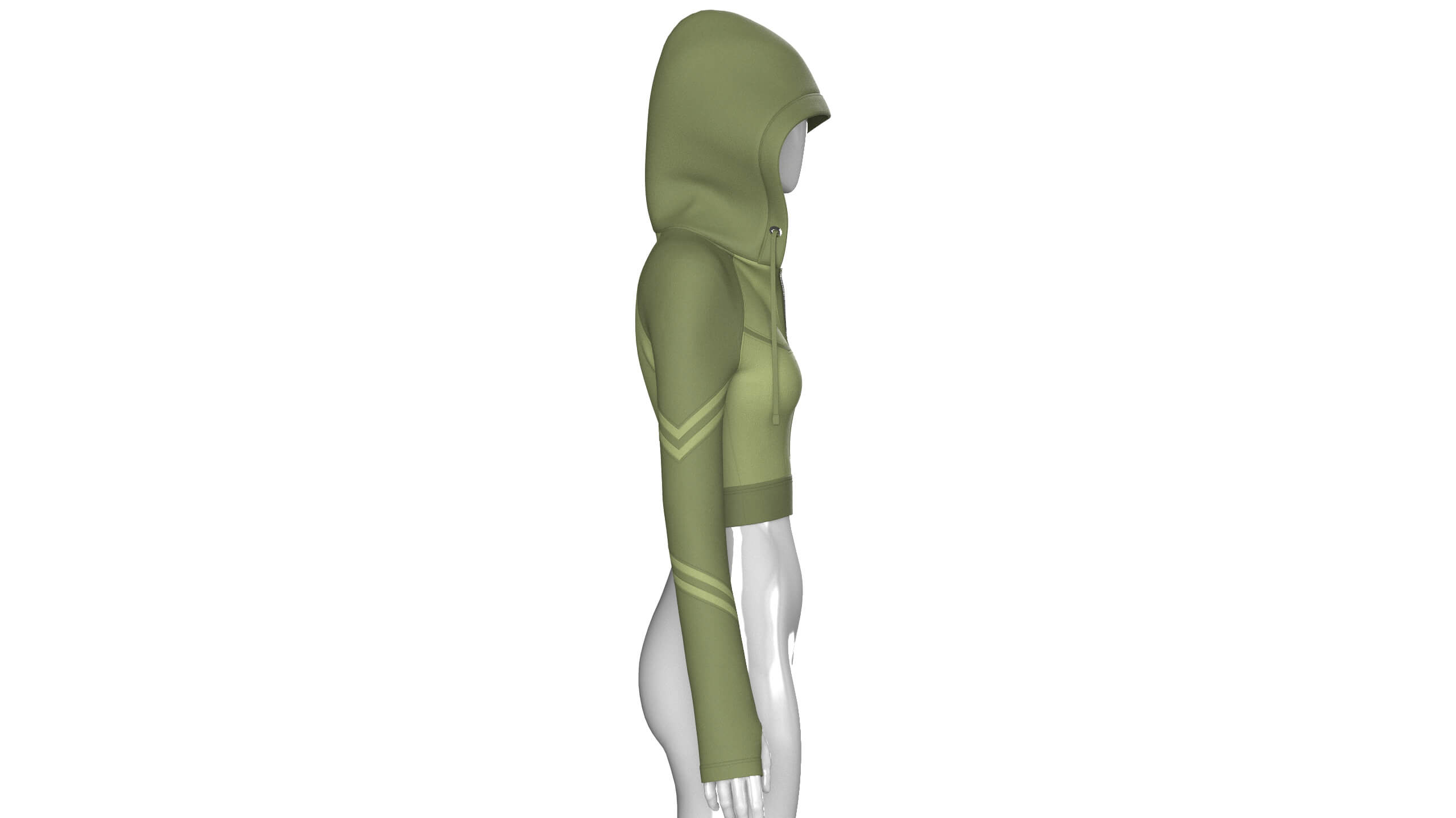 Girls Long Sleeve Tactical Half-Zip Crop Hoodie 3D Model