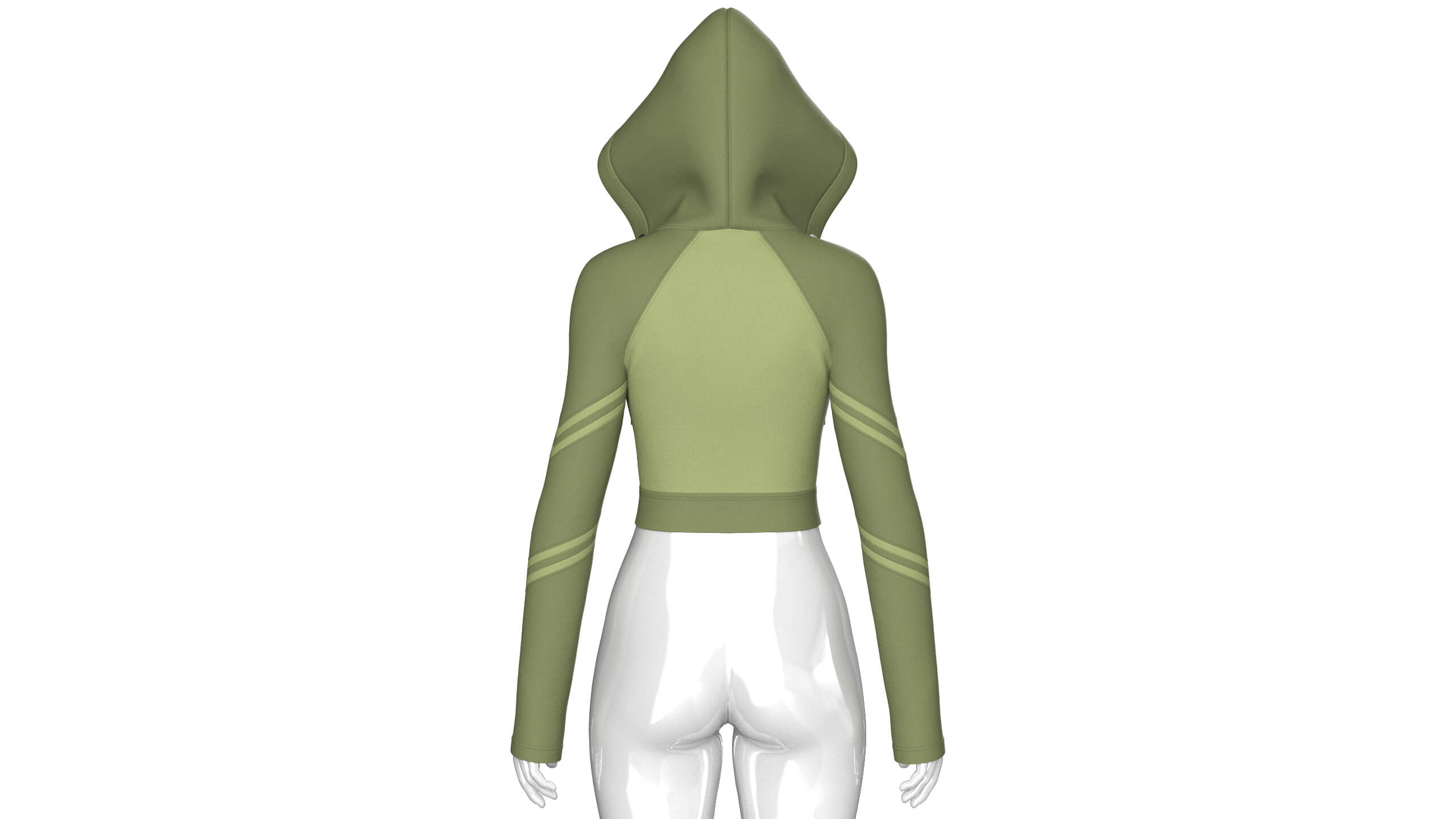 Girls Long Sleeve Tactical Half-Zip Crop Hoodie 3D Model