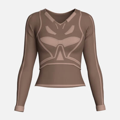 Girls Long-Sleeve Top with Light Beige Piping