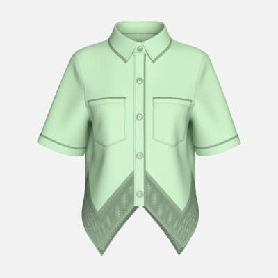 Girls Mesh Hem Short Sleeve Button-Up Shirt