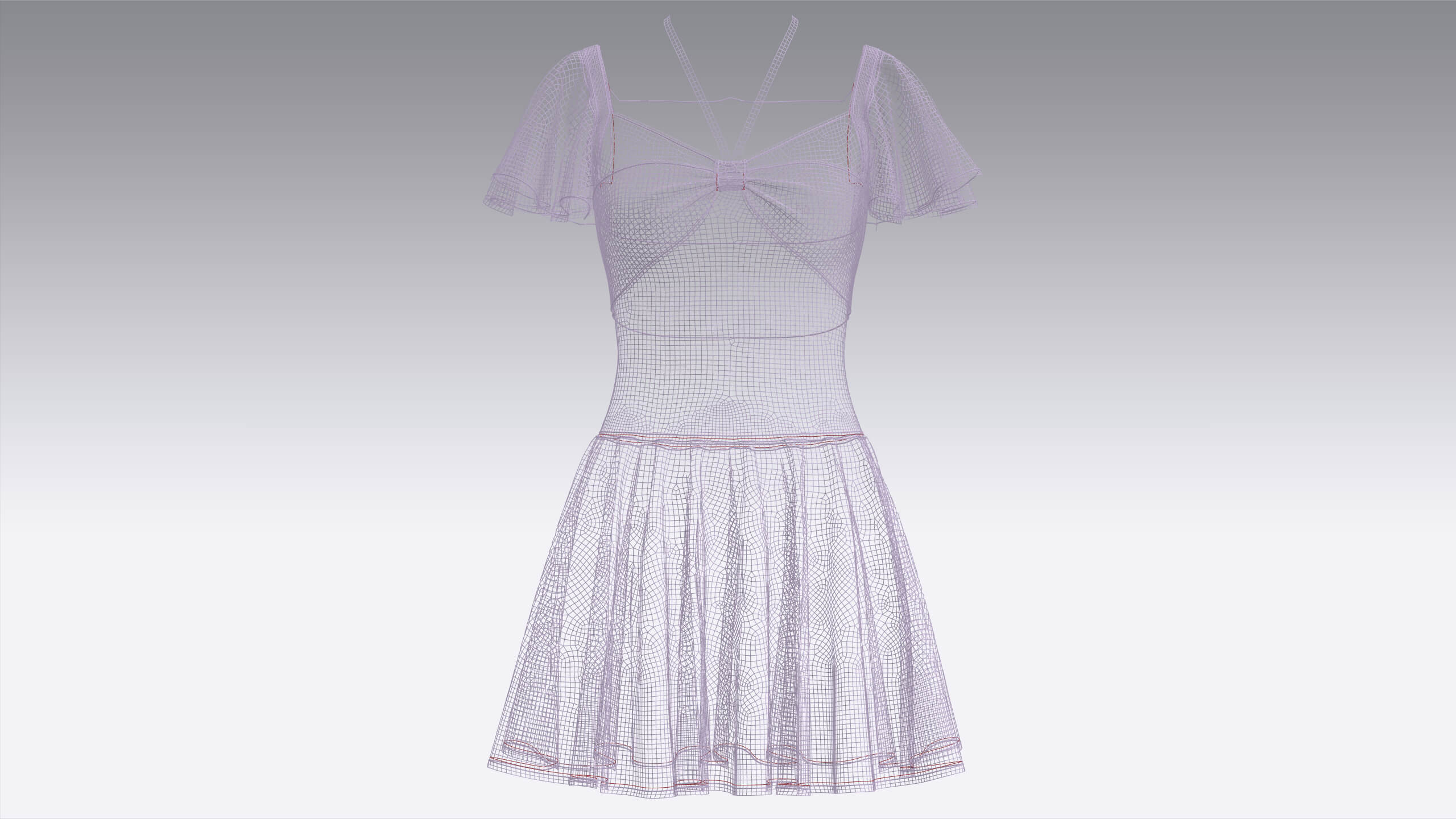 Girls Mini Dress with Flutter Sleeve 3D Model