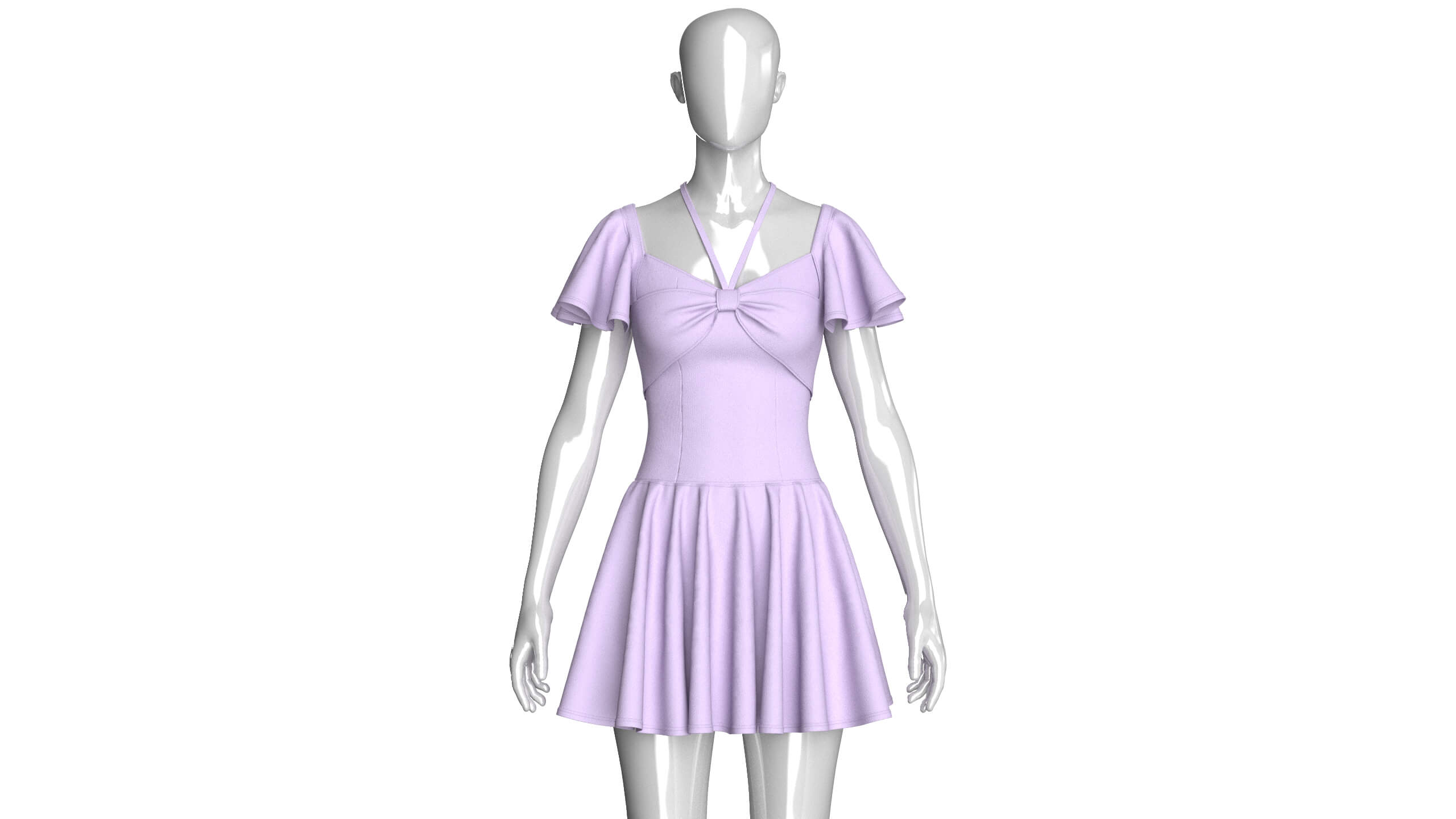 Girls Mini Dress with Flutter Sleeve 3D Model
