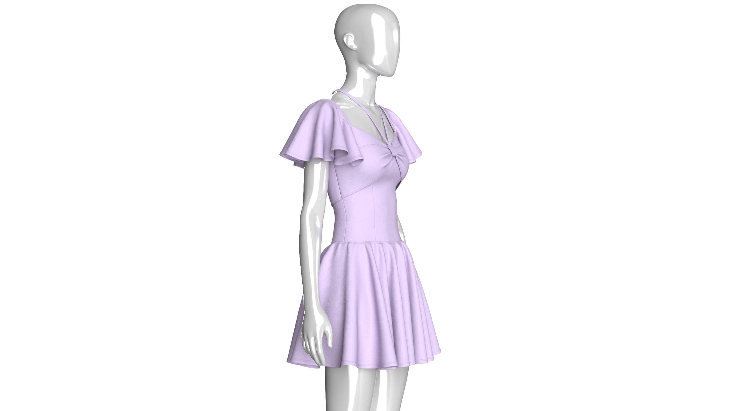 Girls Mini Dress with Flutter Sleeve 3D Model