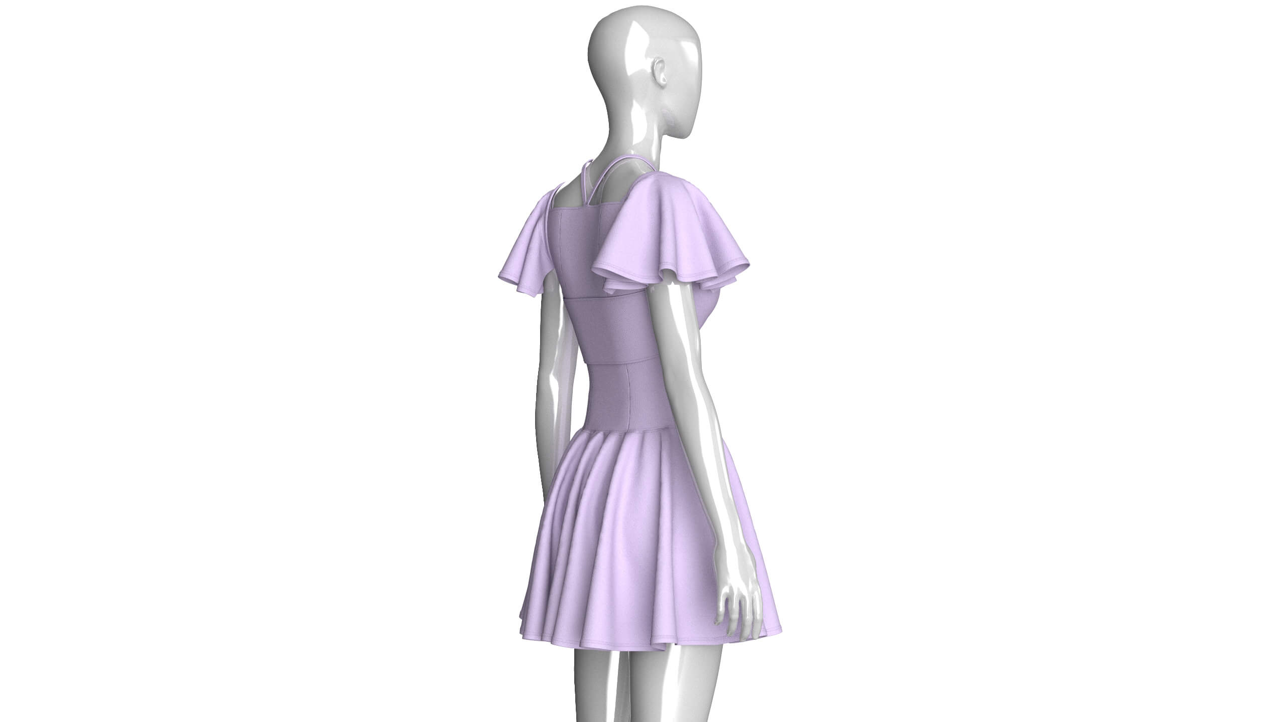 Girls Mini Dress with Flutter Sleeve 3D Model