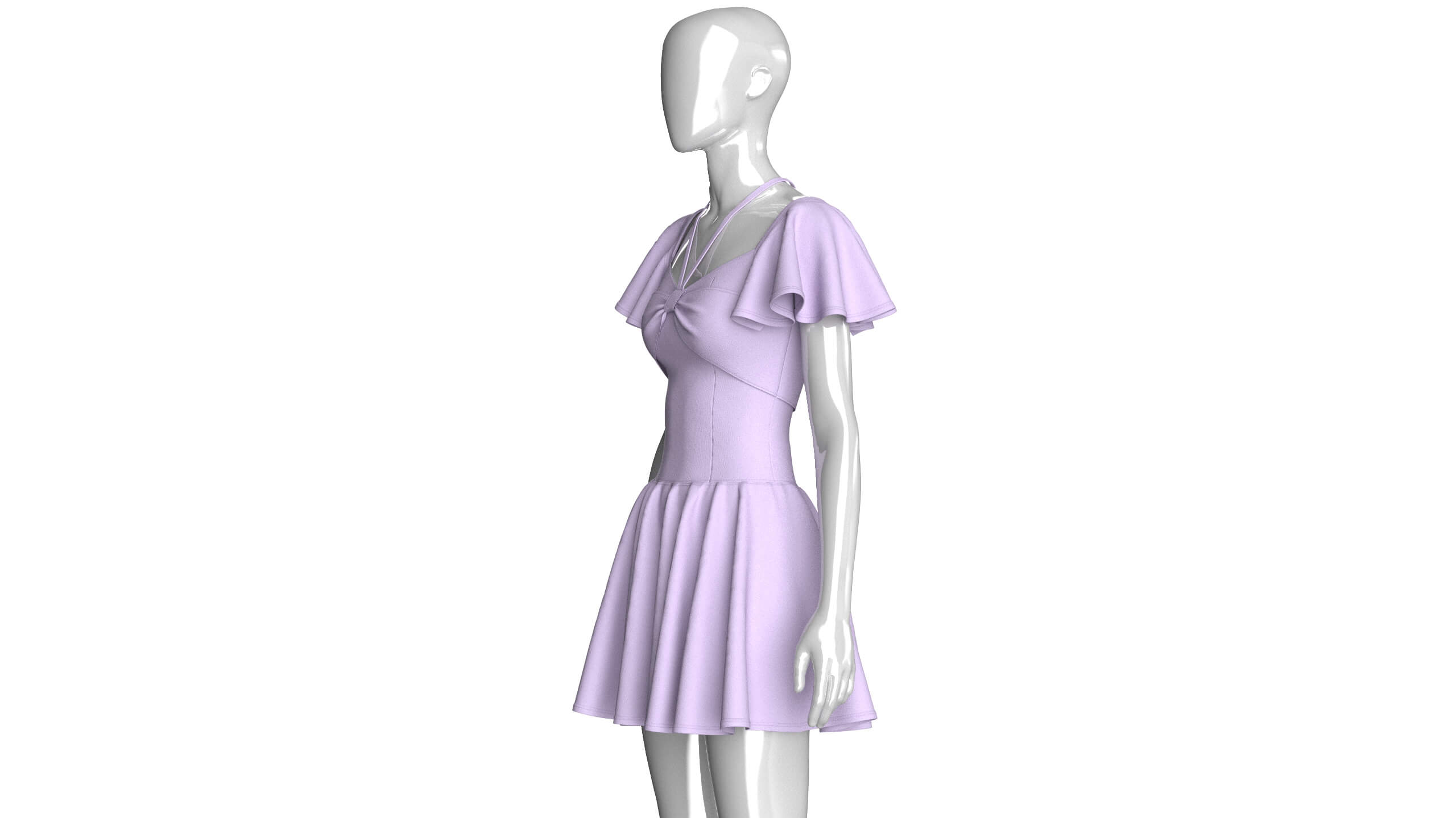 Girls Mini Dress with Flutter Sleeve 3D Model