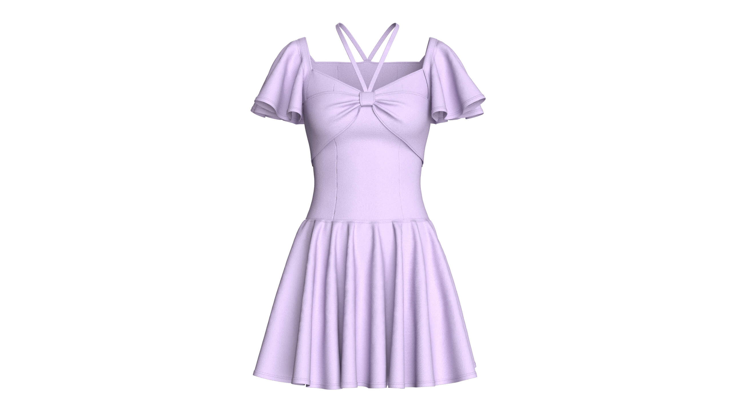 Girls Mini Dress with Flutter Sleeve 3D Model