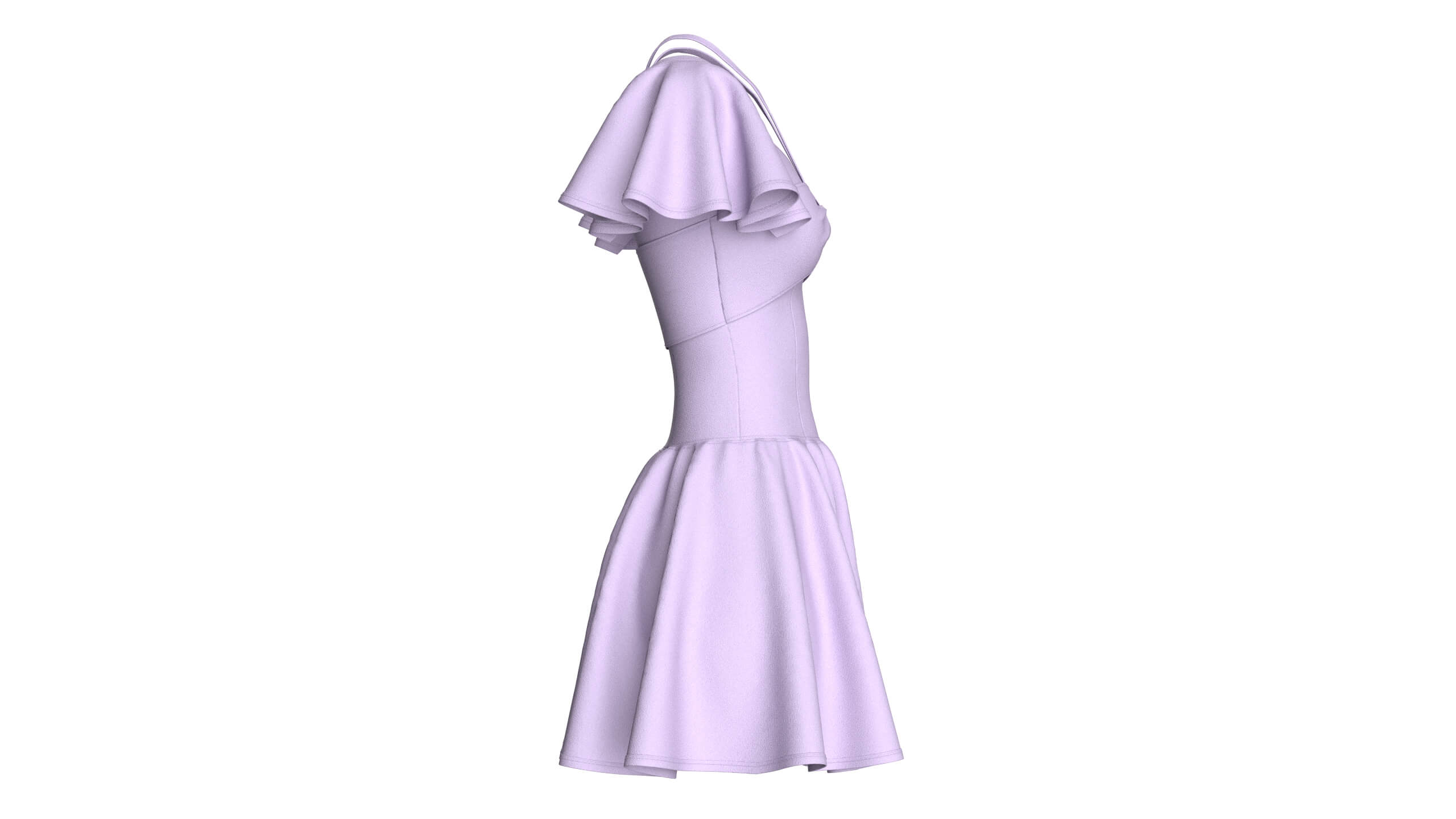 Girls Mini Dress with Flutter Sleeve 3D Model