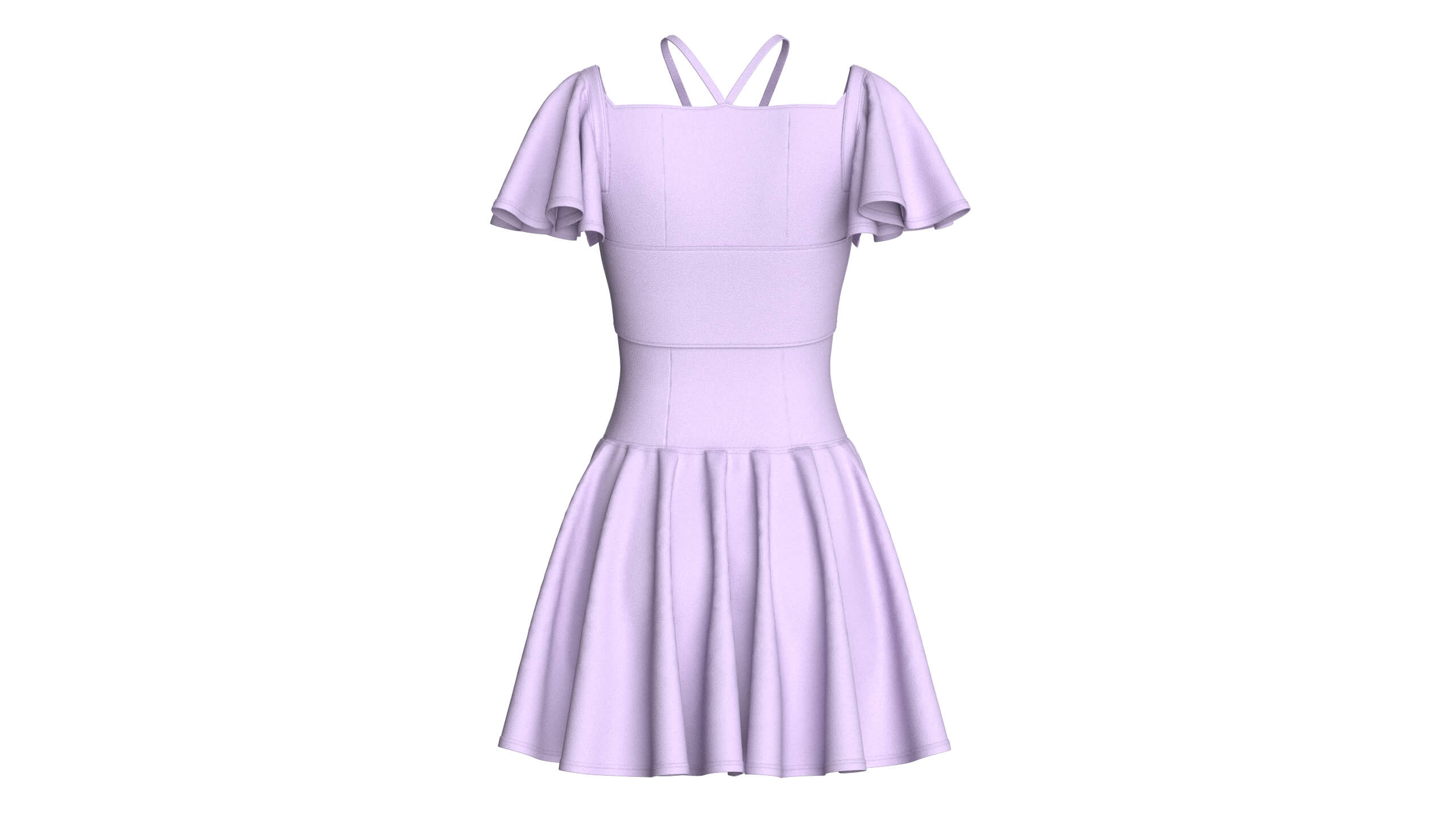 Girls Mini Dress with Flutter Sleeve 3D Model