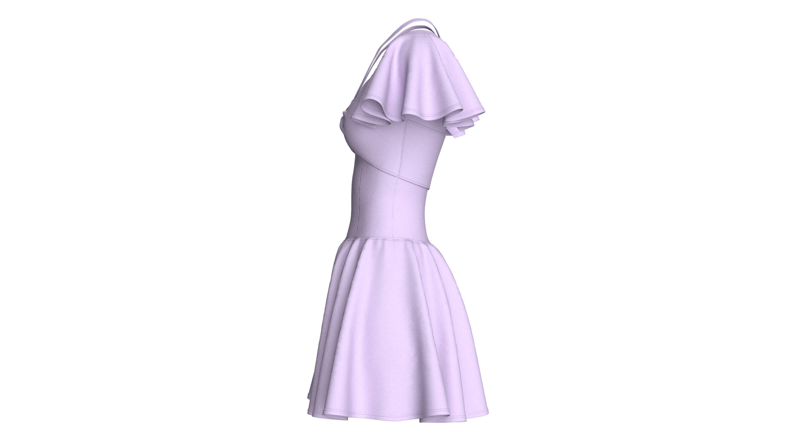Girls Mini Dress with Flutter Sleeve 3D Model