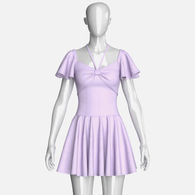 Girls Mini Dress with Flutter Sleeve